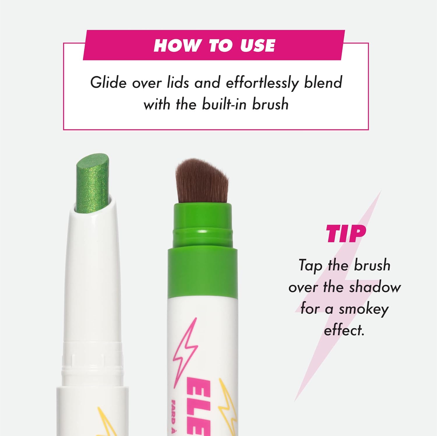 Lime Crime Electric Slide Eyeshadow & Brush Stick, Lets Bounce - Lightweight 2-in-1 Eyeshadow Smudge Stick with Angled Brush for Long Lasting & Natural Color or Glow - Vegan & Cruelty-Free - Image 5