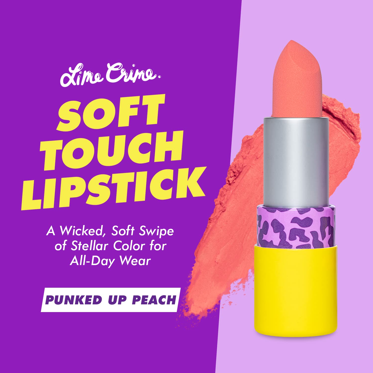 Lime Crime Soft Touch Comfort Matte Lipstick, Punked Up Peach (Bright Peach) - Flirty Retro Shades - Full-Coverage Long Lasting, Lip Lining & Soft Formula for All-Day Wear - Talc-Free & Paraben-Free - Image 2