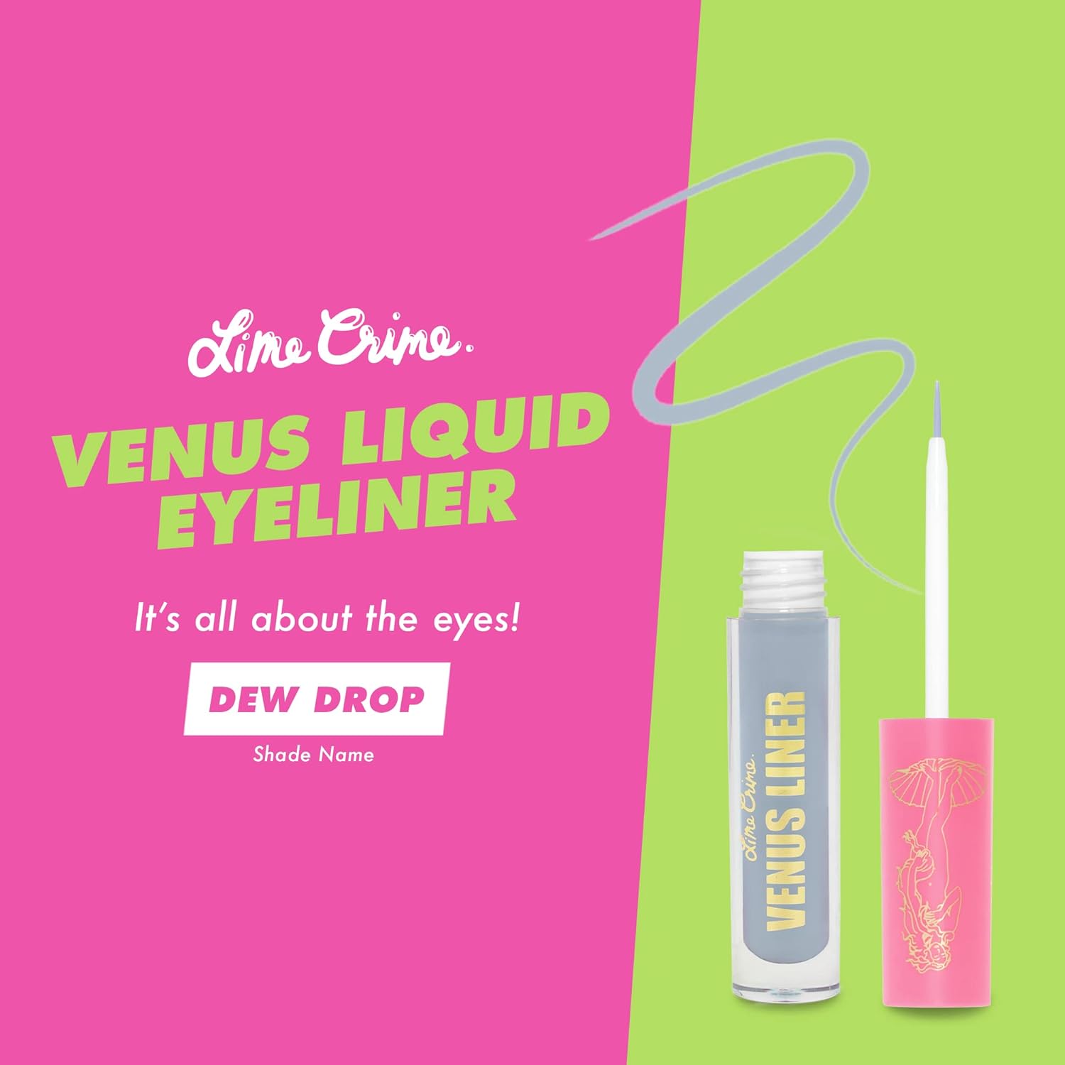 Lime Crime Venus Pigmented Liquid Eyeliner with Precision Brush, Dew Drop (Light Blue) - Ultra Matte Water-Based Formula is Long-Lasting, Smudge-Proof & Quickly Dries - Vegan & Cruelty-Free - Image 2
