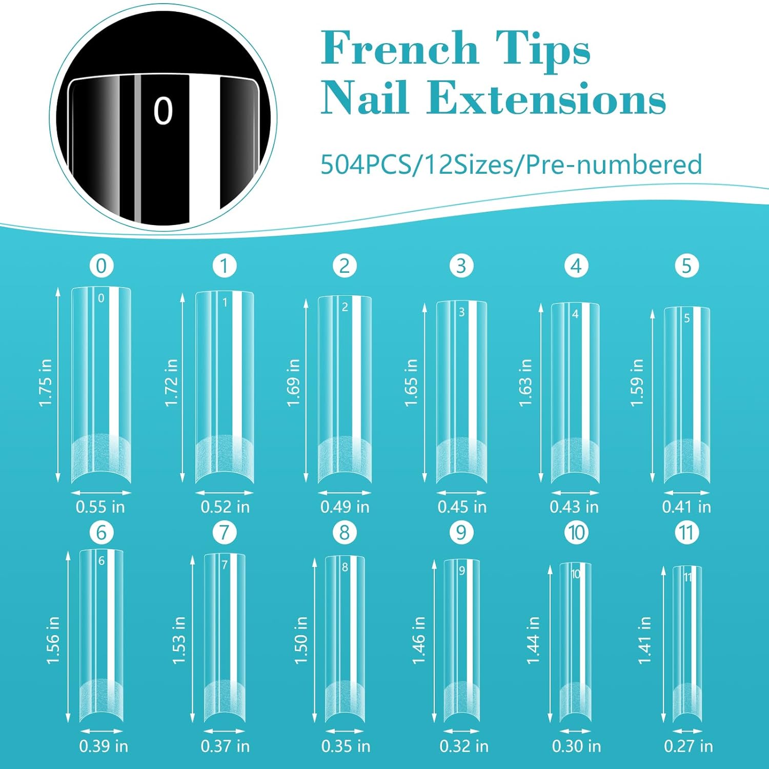 Lionvison Square Nail Tips NO C Curve, 504PCS XL Long Straight Flat Pre Shaped False Nails, Half Cover Clear Nail Tips for Acrylic Nails, French Nail Extensions for Nail Salon Home DIY, 12 Sizes - Image 6