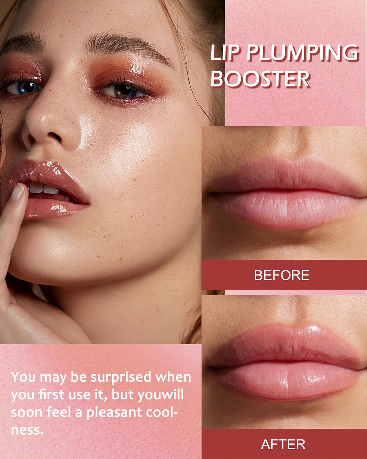 Lip Plumping Booster-2Colors Spicy Lip Plumper Oil Lip Gloss,Plump and Pout Lip Plumper Hydrating Lip GLaze, Enhancing Plump Effect for Fuller Lips,Valentine's Day Makeup Gift for Women-05+06 - Image 6