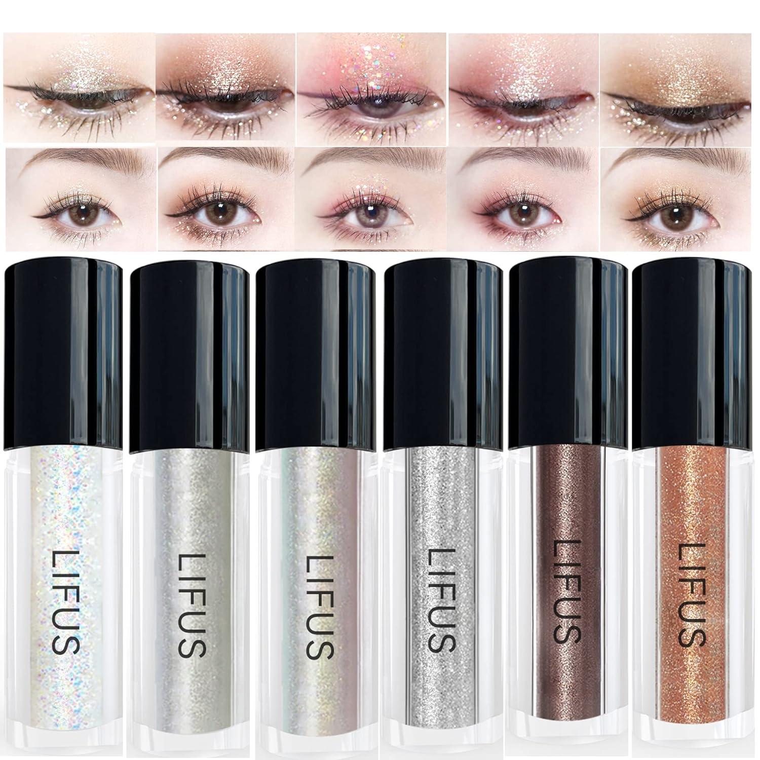 Liquid Eyeshadow, Korean Eye Glitter Makeup - Long Lasting, Highly Pigmented, Quick-Drying, 1.0 Fl Oz, C1