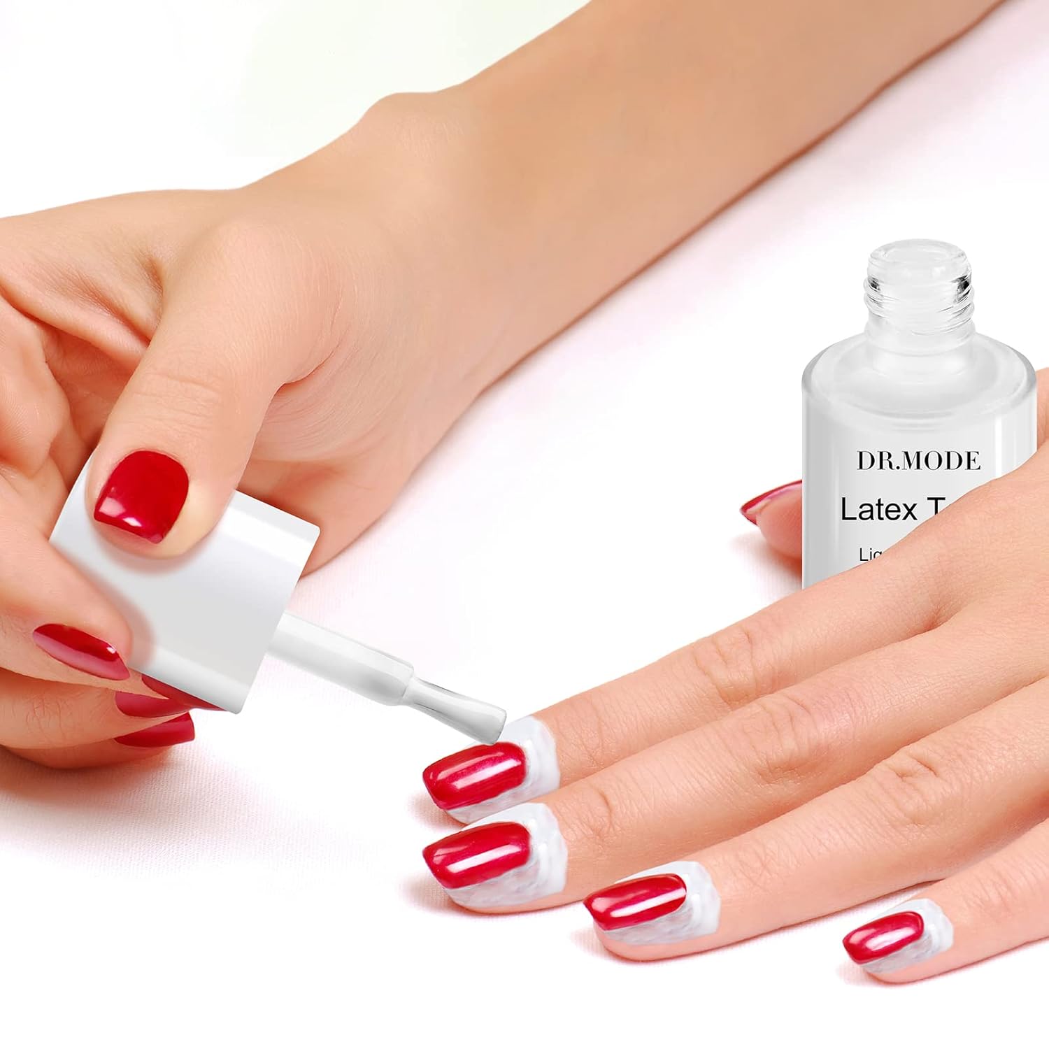 Liquid Latex for Nails, DRMODE Nail Latex Tape Peel Off Fast Drying Nail Polish Barrier, Nail Cuticle Guard Protector for Fingers Nail Stamping with Tweezers for Nail Art - Image 7