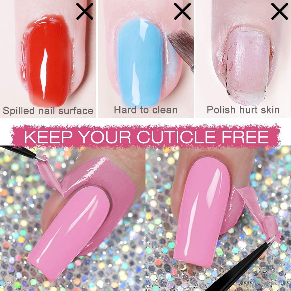 Liquid Latex for Nails, DRMODE Nail Latex Tape Peel Off Fast Drying Nail Polish Barrier, Nail Cuticle Guard Protector for Fingers Nail Stamping with Tweezers for Nail Art - Image 2