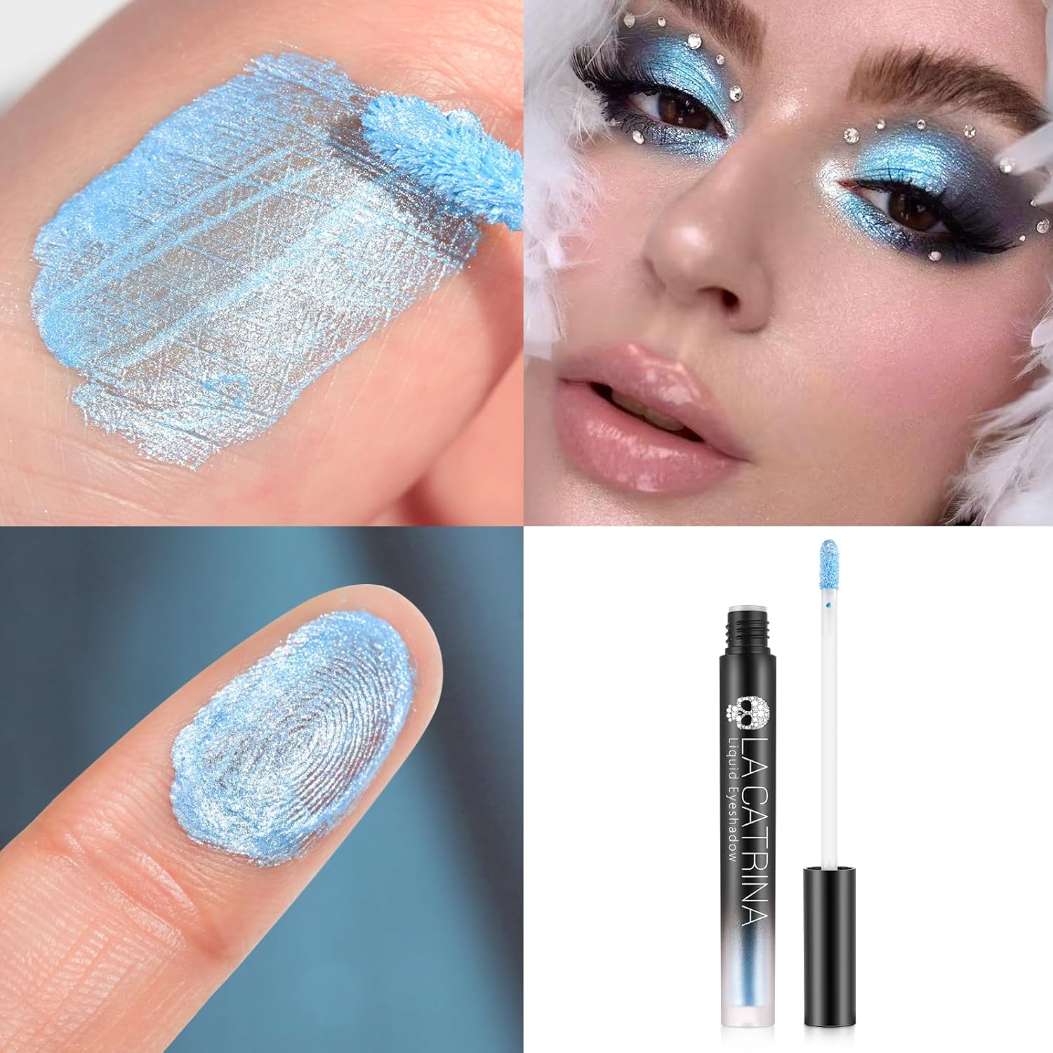 Liquid Shimmer Eyeshadow, Blue Liquid Eye Shadow for Sensitive eyes, Metallic Multi-Dimensional Finish for Fresh Eye Looks One-Swipe Coverage Eyeliner for Women & Girls Eye Brightening Flash Makeup - Image 6