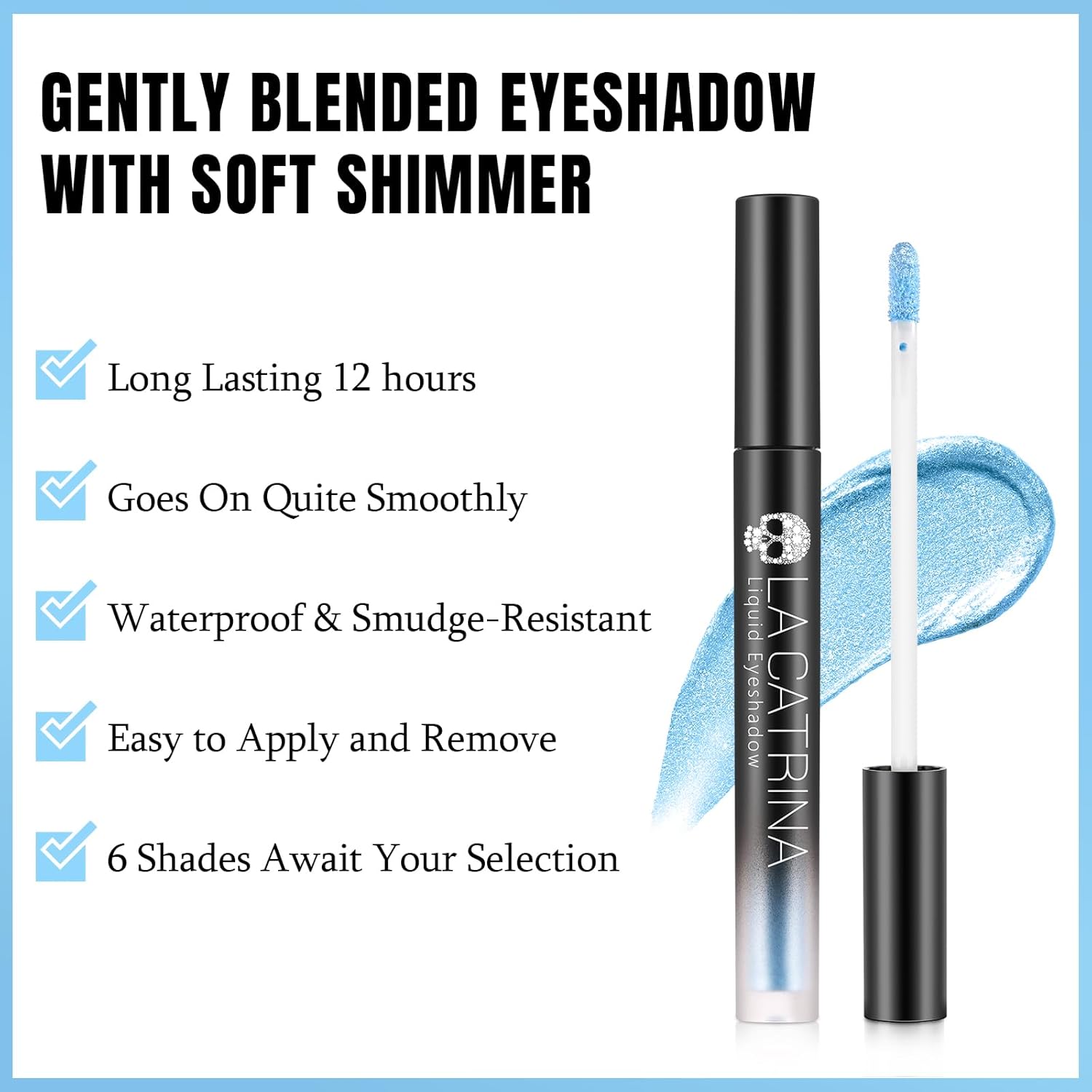 Liquid Shimmer Eyeshadow, Blue Liquid Eye Shadow for Sensitive eyes, Metallic Multi-Dimensional Finish for Fresh Eye Looks One-Swipe Coverage Eyeliner for Women & Girls Eye Brightening Flash Makeup - Image 3