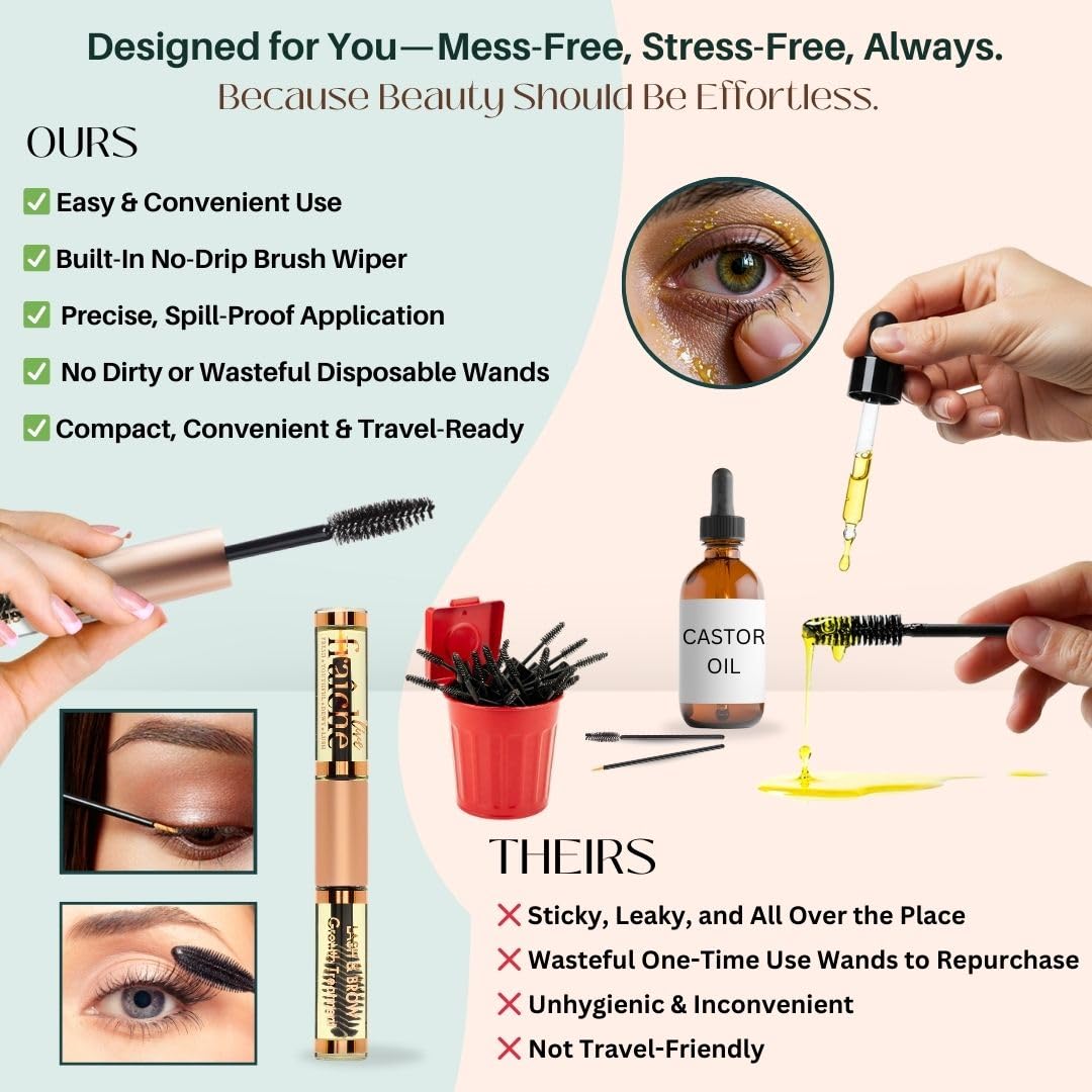 Live Fraiche Organic Castor Oil for Face (2oz) + FREE Filled Mascara Tube, 100% Pure USDA Eyebrow Eyelash Growth Serum, Cold Pressed, Hexane Free Hair Lash Serum - Image 5