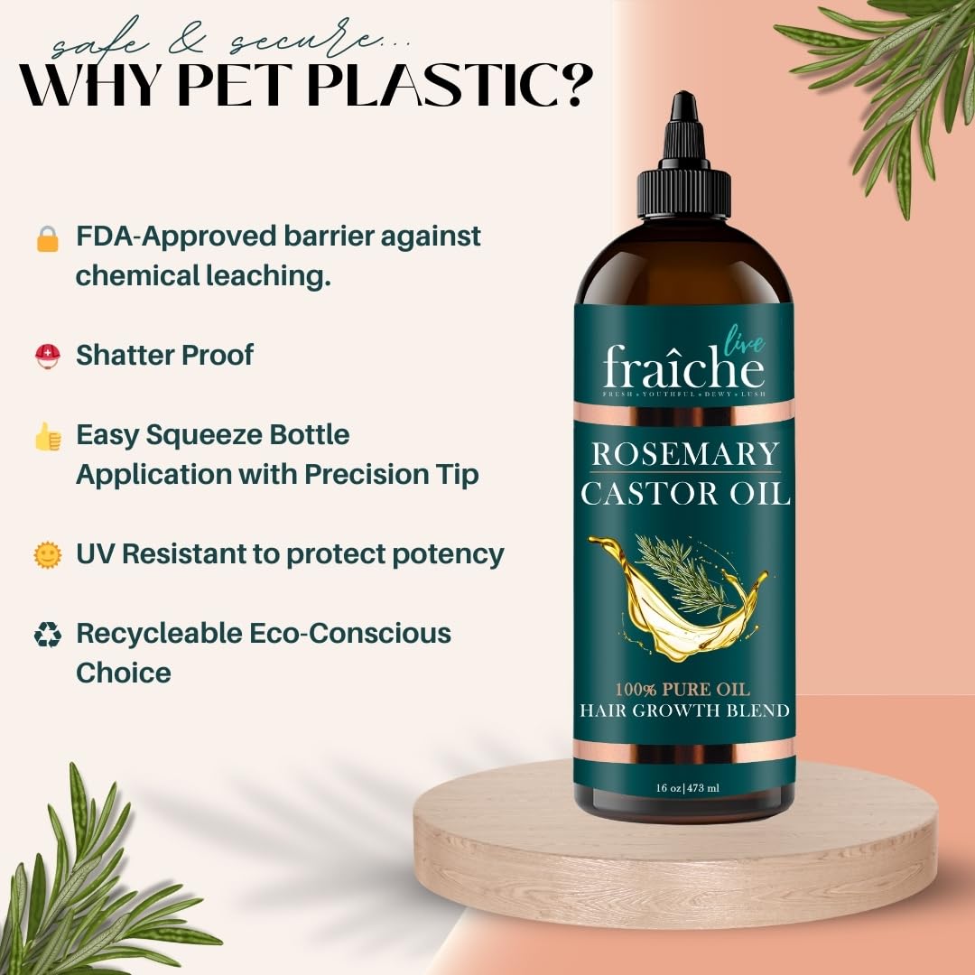 Live Fraiche Rosemary Castor Oil for Hair Growth 16oz - Rosemary Oil for Hair Growth and Thickening Pure Blend to Reduce Loss and Promote a Healthy Scalp - Image 7