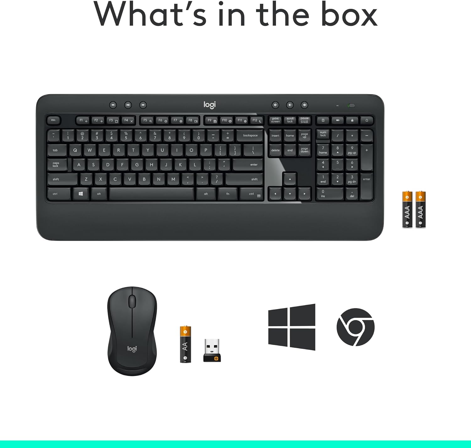 Logitech MK540 Advanced Wireless Keyboard and Mouse Combo for Windows, 2.4 GHz Unifying USB-Receiver, Multimedia Hotkeys, 3-Year Battery Life, for PC, Laptop - Image 10