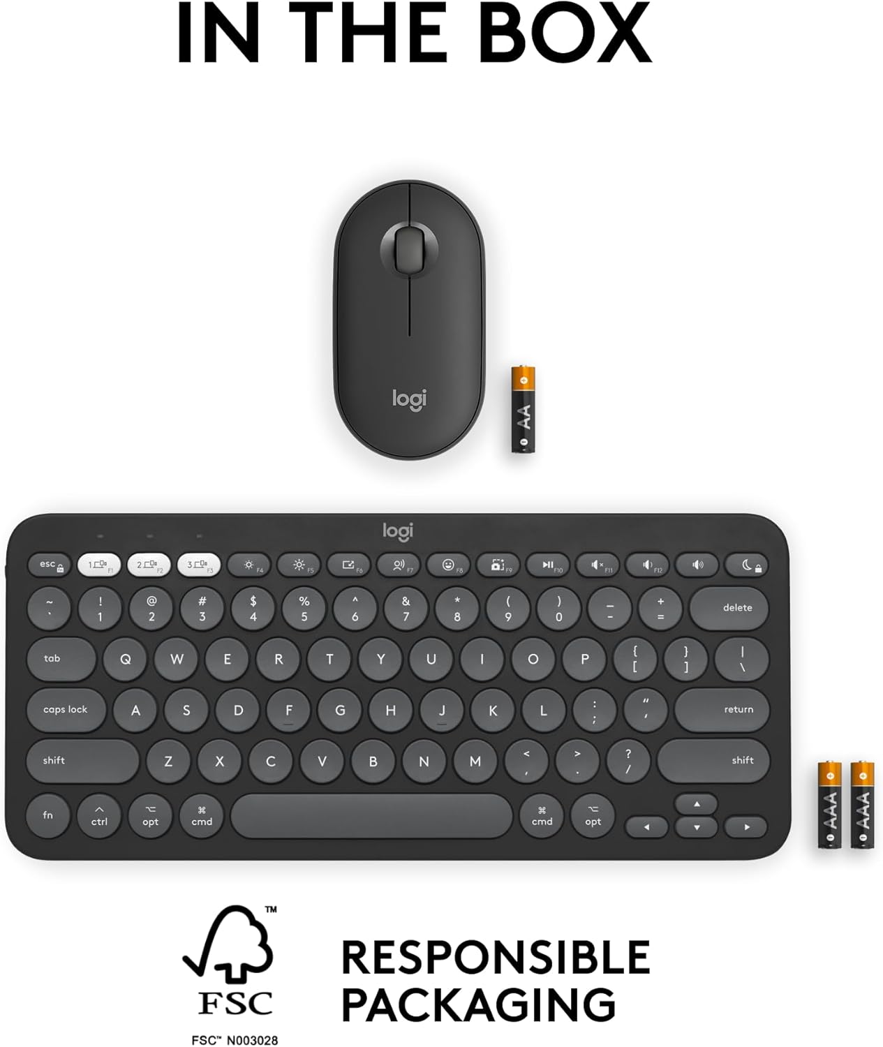 Logitech Pebble 2 Combo for Mac, Wireless Keyboard and Mouse, Slim, Quiet and Portable, Customizable, Bluetooth Mouse and Keyboard, Easy-Switch, for macOS, iPadOS - Tonal Graphite - Image 10