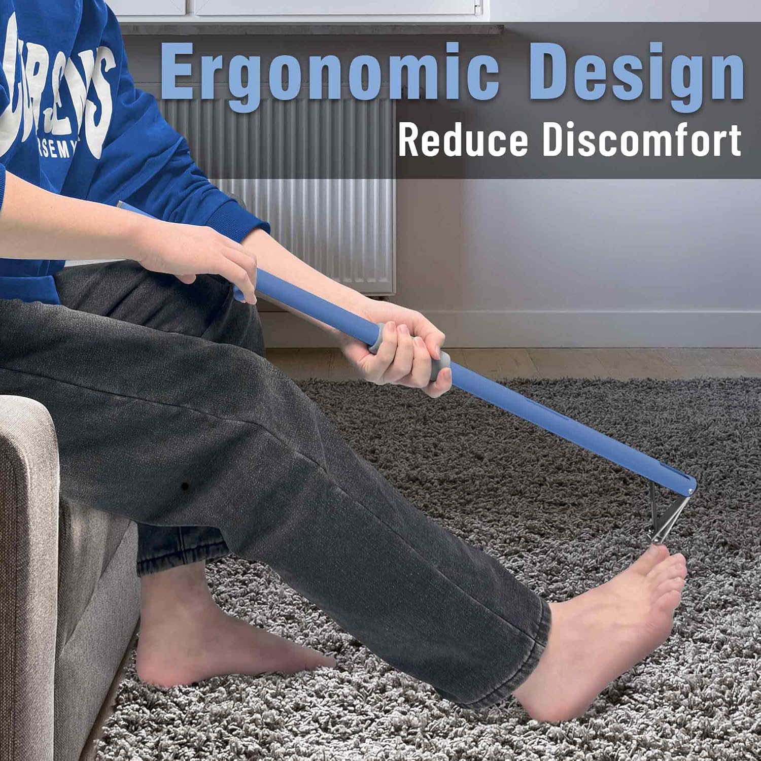 Long Handled Toenail Clippers for Seniors, Thick Nails, Overweight, Arthritis Sufferers, Ergonomic Wide Jaw Opening, White (S-20 / 50cm Blue) - Image 7