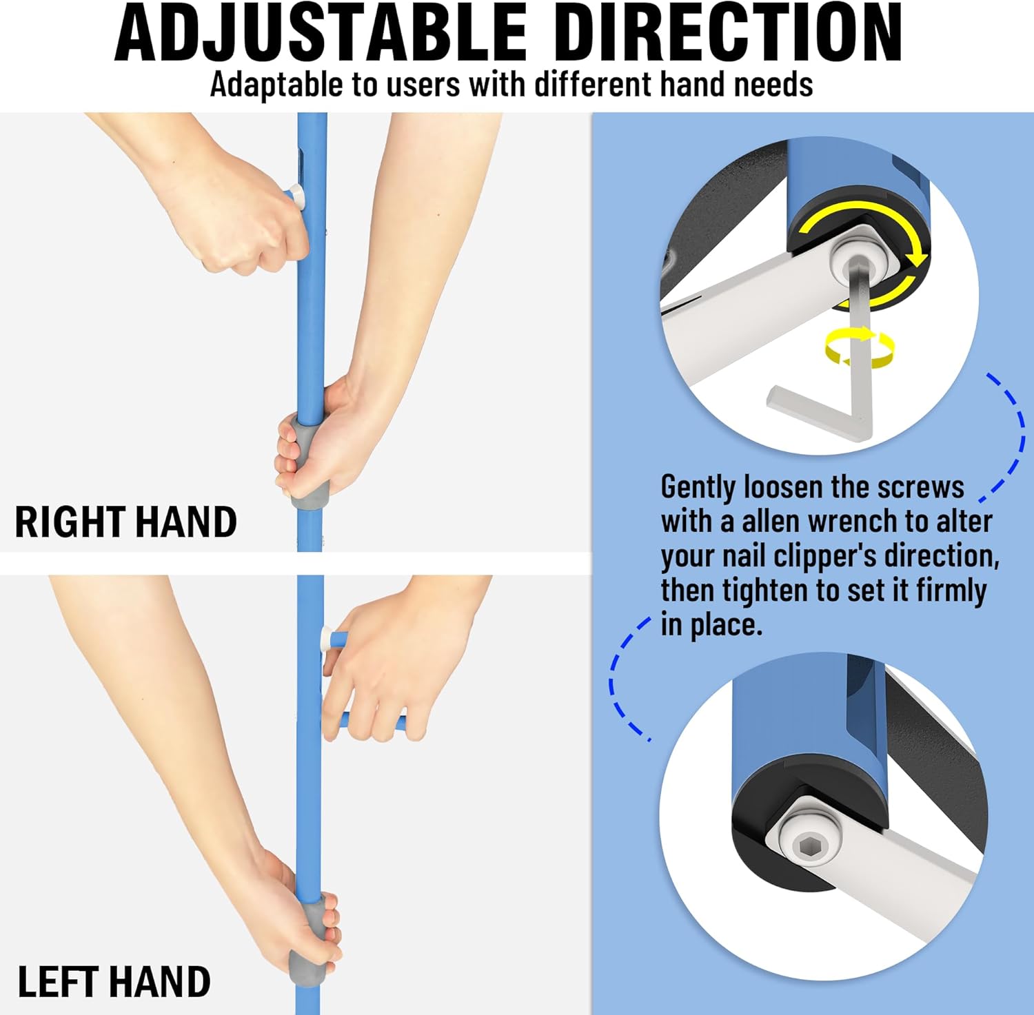 Long Handled Toenail Clippers for Seniors, Thick Nails, Overweight, Arthritis Sufferers, Ergonomic Wide Jaw Opening, White (XS-16 / 40cm Blue) - Image 4
