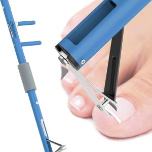 Long Handled Toenail Clippers for Seniors, Thick Nails, Overweight, Arthritis Sufferers, Ergonomic Wide Jaw Opening, White (XS-16 / 40cm Blue)