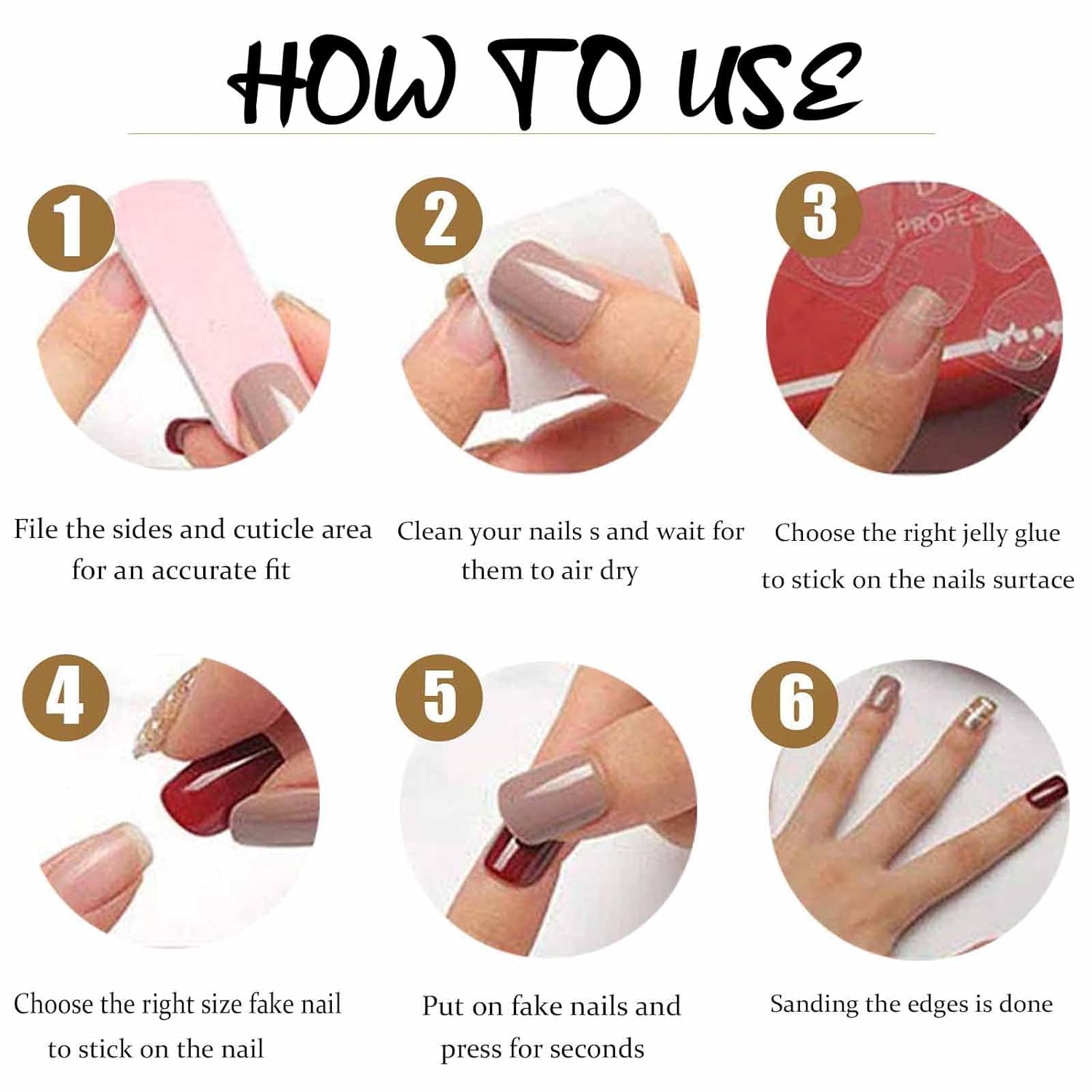 Long Press on Nails Marble False Nails Art Full Cover Acrylic Coffin Orange Fake Nails for Women and Girls 24PCS - Image 6