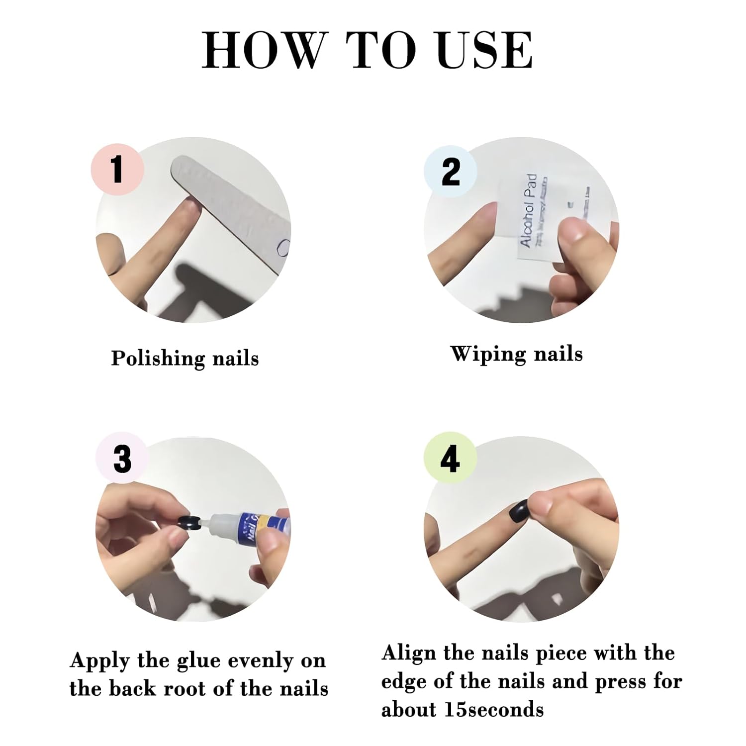 Long Press on Nails Square Pink French Tips Fake Nails with Star Charms & Heart Pearl Designs Glossy Glue on Acrylic Nails Full Cover Black Squoval Y2K False Nails for Women Girls 24Pcs - Image 5