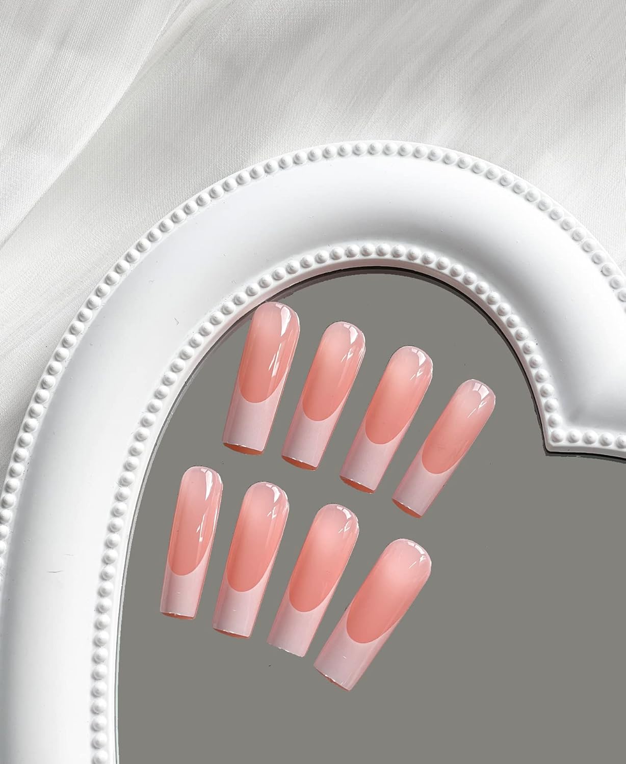 Long Square White French Tip Press On Nails 24 Pcs with Glue - Image 4