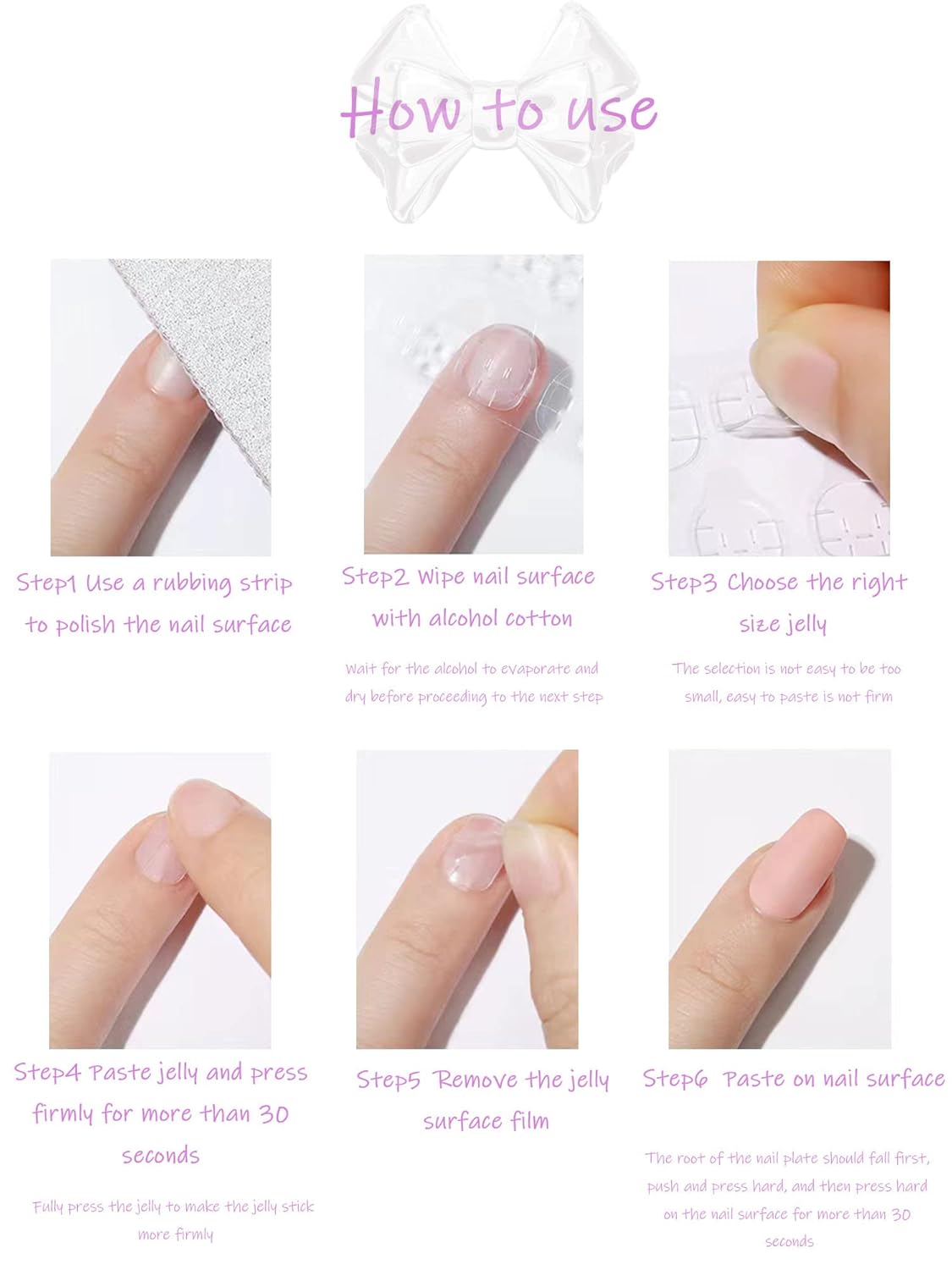 Long Square White French Tip Press On Nails 24 Pcs with Glue - Image 7