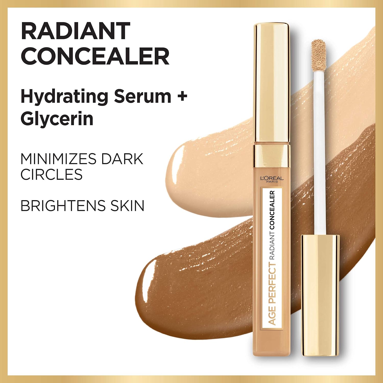 L’Oréal Paris Age Perfect Radiant Concealer with Hydrating Serum and Glycerin, Ivory Beige - Image 3
