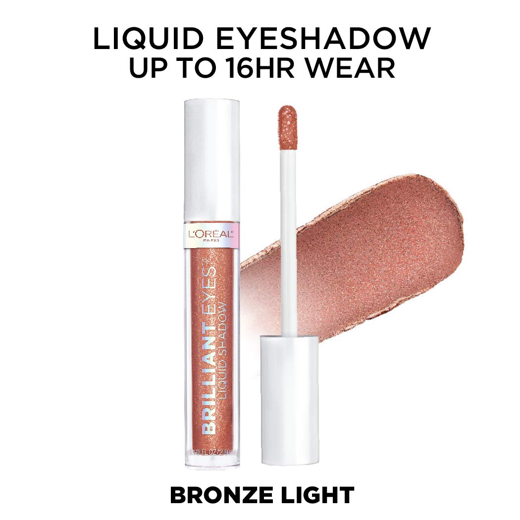 L'Oreal Paris Brilliant Eyes Shimmer Liquid Eye Shadow, Longwearing Lasting Shimmer, Crease Resistant, Flake-Proof, Precision Applicator, Quick Dry, Non-Greasy, Bronze Light, 0.1 oz. - Image 3