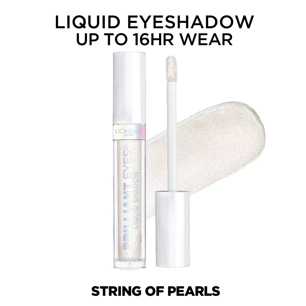 L'Oreal Paris Brilliant Eyes Shimmer Liquid Eye Shadow, Longwearing Lasting Shimmer, Crease Resistant, Flake-Proof, Precision Applicator, Quick Dry, Non-Greasy, String of Pearls, 0.1 oz. - Image 3