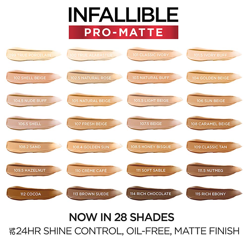 L'Oreal Paris Cosmetics Makeup Infallible Pro-Matte Liquid Longwear Foundation, Ivory Buff, 1 fl oz. - Image 6