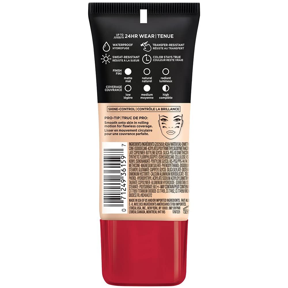 L'Oreal Paris Cosmetics Makeup Infallible Pro-Matte Liquid Longwear Foundation, Ivory Buff, 1 fl oz. - Image 2