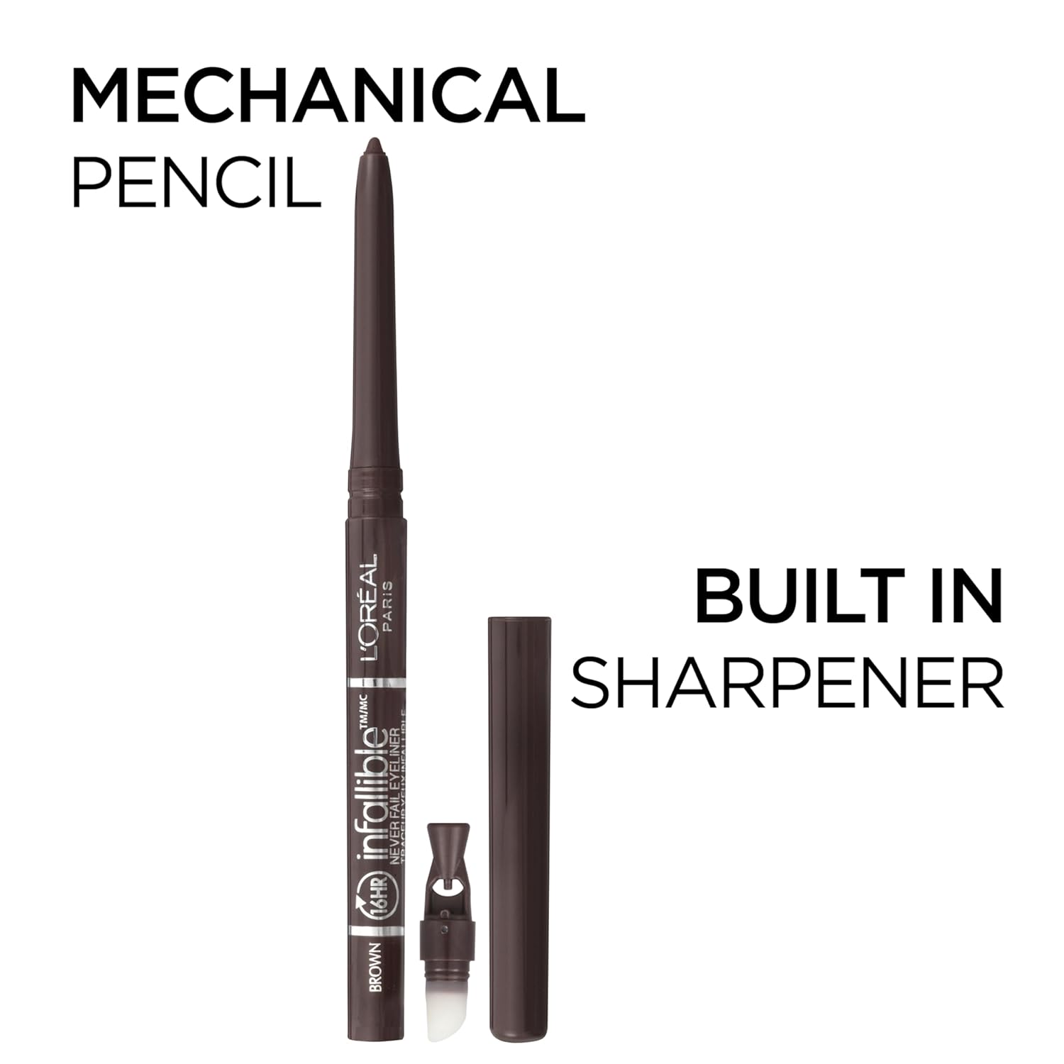 L'Oreal Paris Makeup Infallible Never Fail Original Mechanical Pencil Eyeliner with Built in Sharpener, Black, 1 Count - Image 2