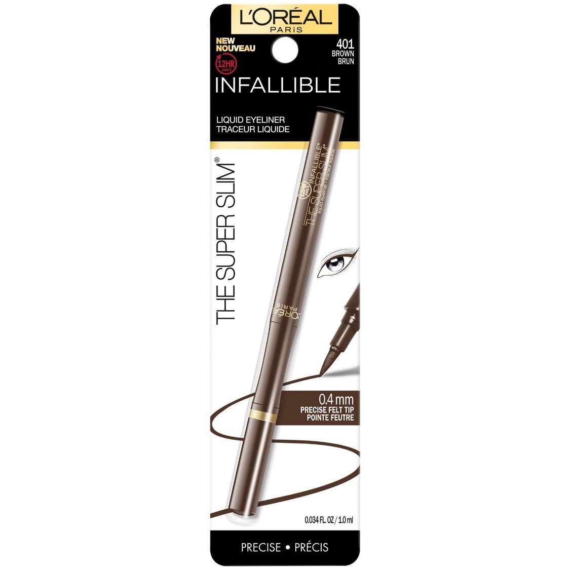 L'Oreal Paris Makeup Infallible Super Slim Long-Lasting Liquid Eyeliner, Ultra-Fine Felt Tip, Quick Drying Formula, Glides on Smoothly, Brown, 0.03 fl oz., 1 Count - Image 2