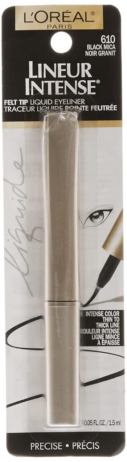 L'Oreal Paris Makeup Lineur Intense Felt Tip Liquid Eyeliner, liquid eyeliner, felt tip applicator, precise bold lines, intense color, ophthalmologist-tested, fragrance-free, Black Mica, 0.05 fl; oz. - Image 5