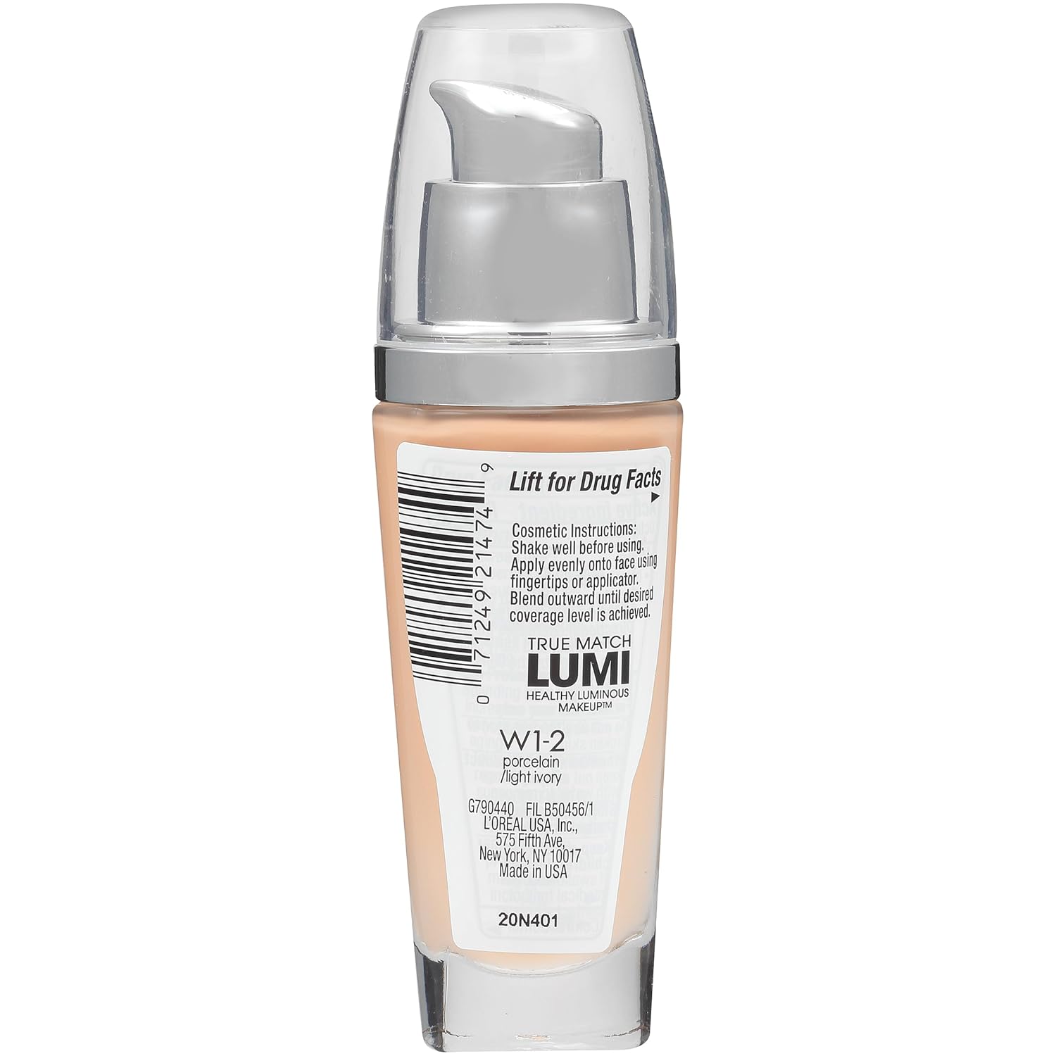 L'Oreal Paris True Match Lumi Healthy Luminous Makeup, W1-2 Porcelain Light Ivory, 1 fl; oz. - Image 8