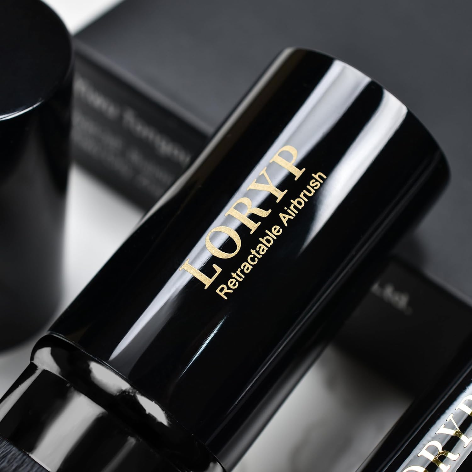 LORYP Retractable Makeup Brush Black Kabuki Foundation Brush for liquid Cream and Powder Makeup 2 Pack Travel Makeup Brush Set - Image 6