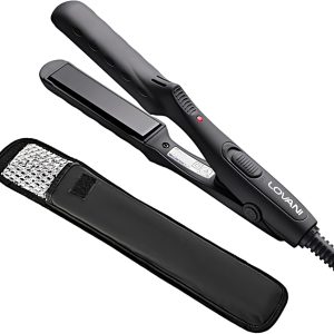 LOVANI Mini Flat Iron, Tourmaline Ceramic Small Hair Straightener, Dual Voltage Travel Hair Iron for Worldwide Use, Portable Mini Straightener with Insulated Bag