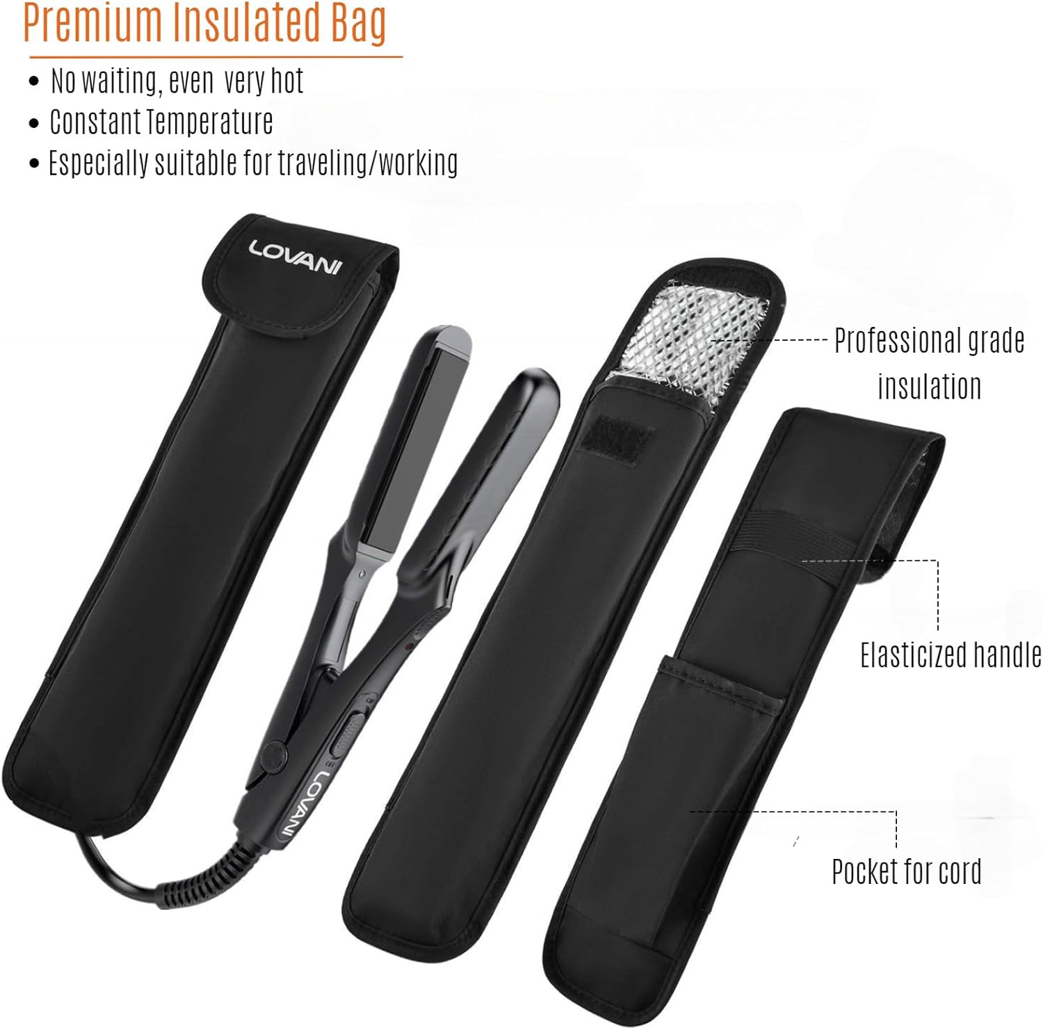 LOVANI Mini Flat Iron, Tourmaline Ceramic Small Hair Straightener, Dual Voltage Travel Hair Iron for Worldwide Use, Portable Mini Straightener with Insulated Bag - Image 5