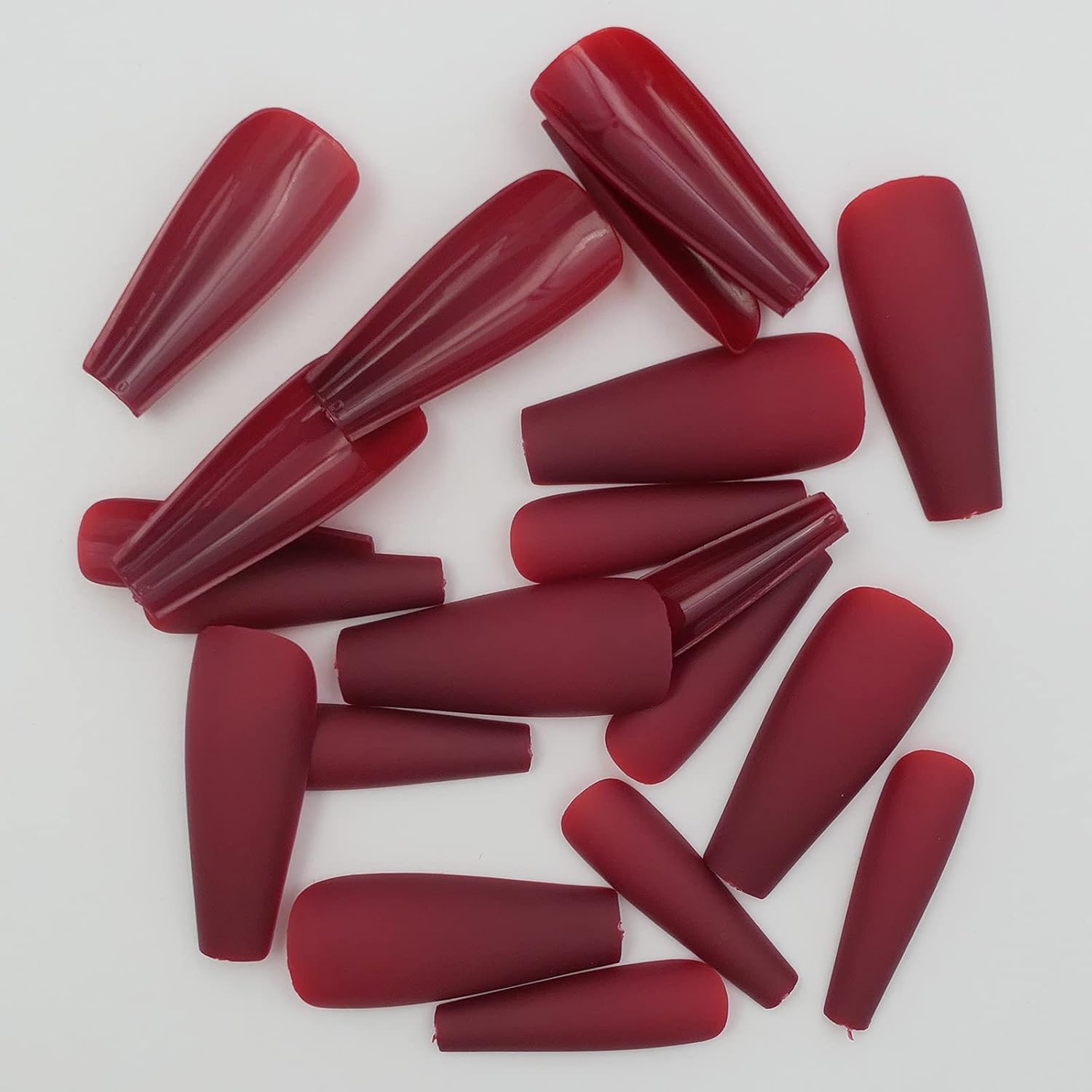 LoveOurHome 100pc Coffin Press on Nails Long Fake Nails Medium Ballerina Acrylic Press on Nail Coffin Nail Tips Matte Burgundy Artifical Nail Full Cover Presson on Fake Fingernails for Women Girls - Image 5