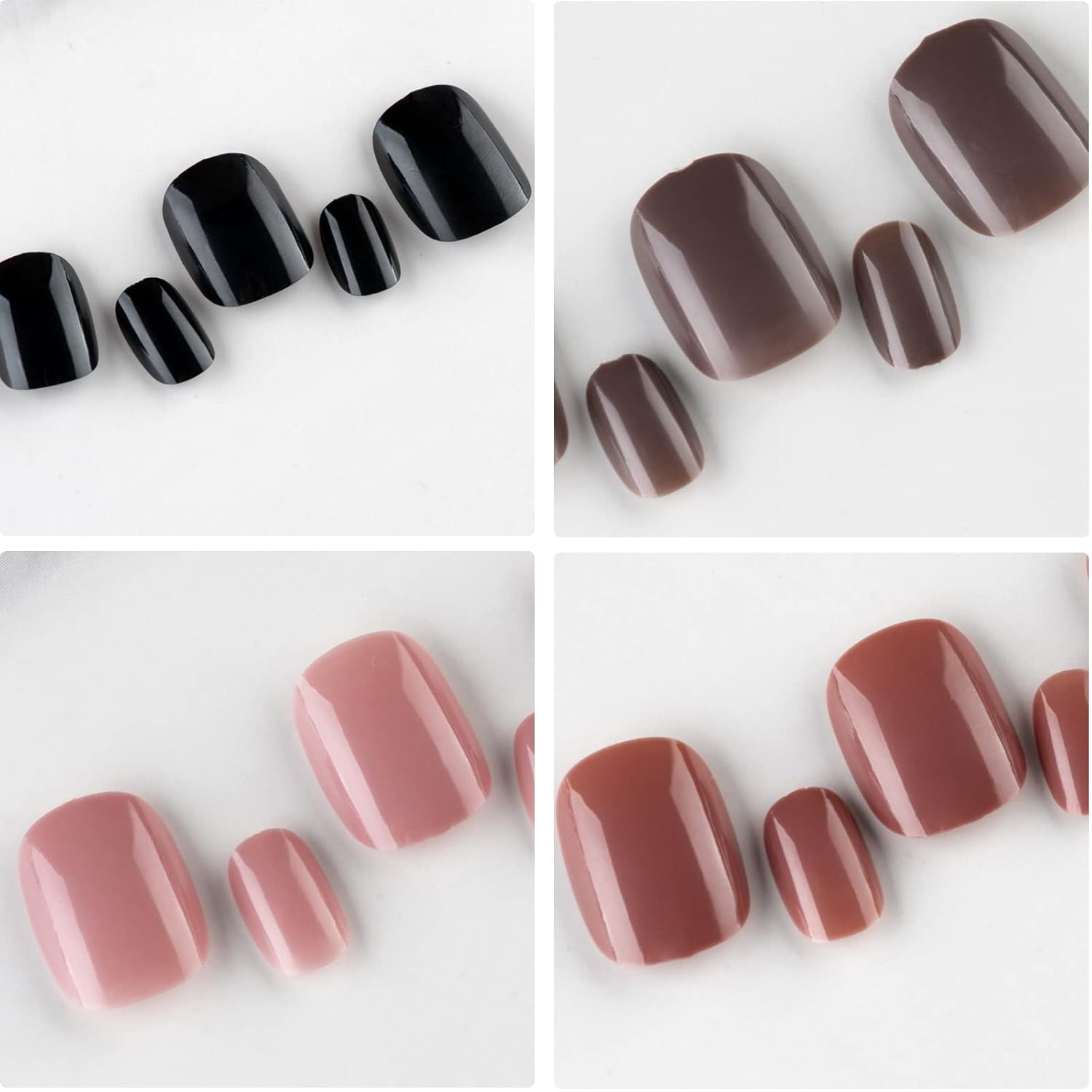 LoveOurHome 576pc Short Press on Nails, Round Square XS Fake Nails Full Cover Glossy Gel Press on Nails Short Artificial Fingernail False Acrylic Presson Tips 24 Colors for Kids Girls Women - Image 5