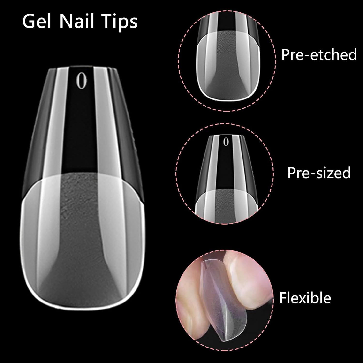 LoveOurHome 600pc Coffin Fake Nail Tips Clear Press on Nails Medium, Full Cover Gel Nail Tips Coffin Clear Medium Fake Nail Soft Gel False Nails Artificial Fingernails for Acrylic Nails Extension - Image 3