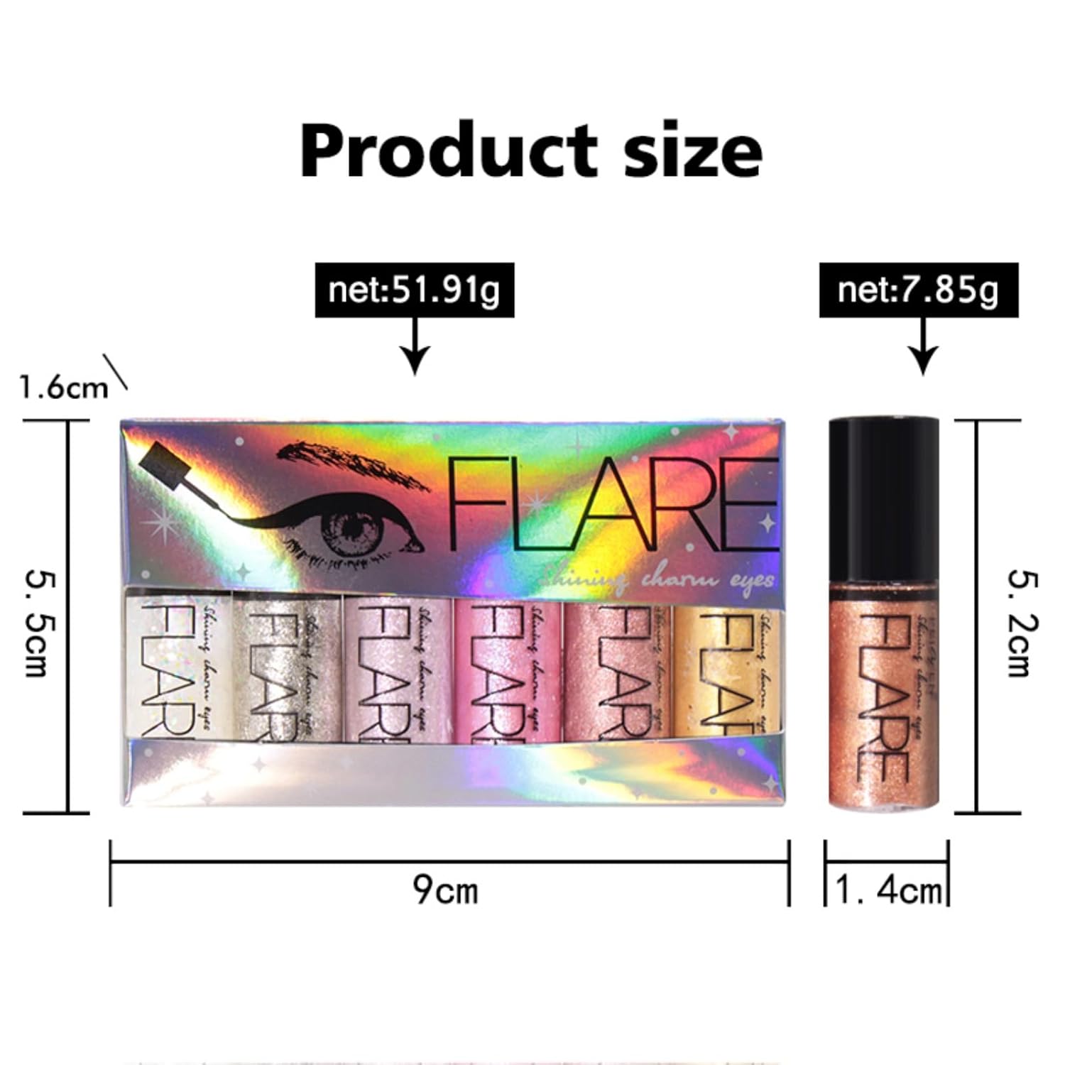 Lucoss 10 Colors Shimmer Eyeshadow Liquid, Glitter Metallic Eye Shadow Makeup Long Lasting, Quick Drying Sparkling Eyeshadow Eye's Liner Crystals Eye Glitter Makeup - Image 8