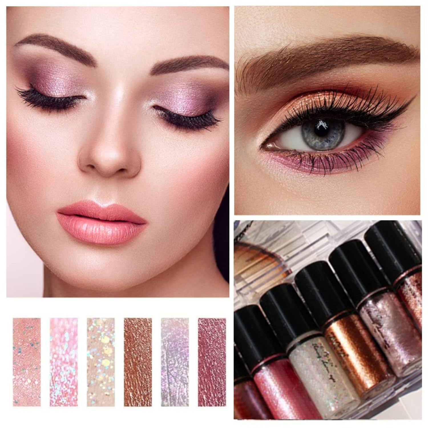 Lucoss 10 Colors Shimmer Eyeshadow Liquid, Glitter Metallic Eye Shadow Makeup Long Lasting, Quick Drying Sparkling Eyeshadow Eye's Liner Crystals Eye Glitter Makeup - Image 7