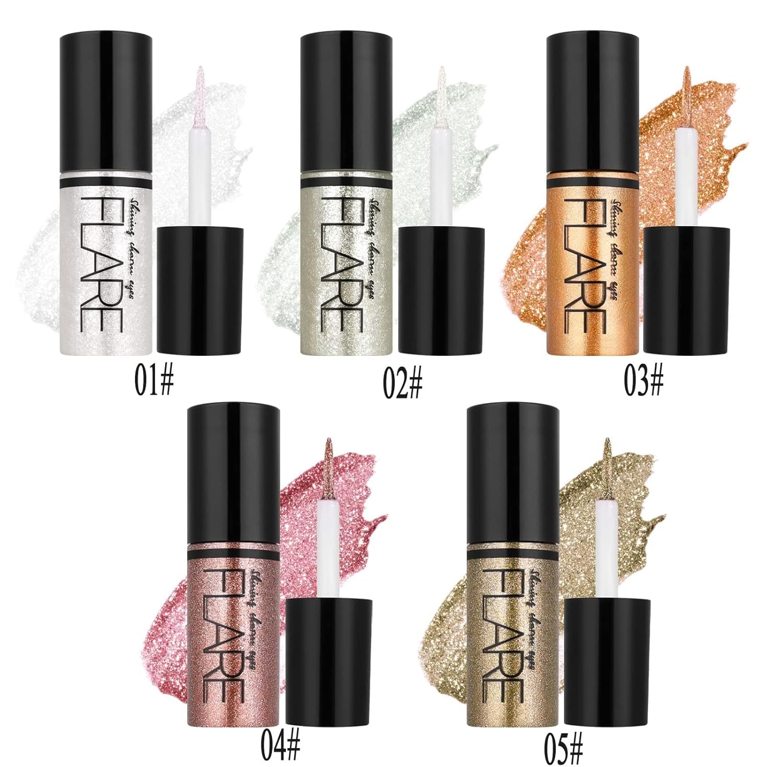 Lucoss 10 Colors Shimmer Eyeshadow Liquid, Glitter Metallic Eye Shadow Makeup Long Lasting, Quick Drying Sparkling Eyeshadow Eye's Liner Crystals Eye Glitter Makeup - Image 6