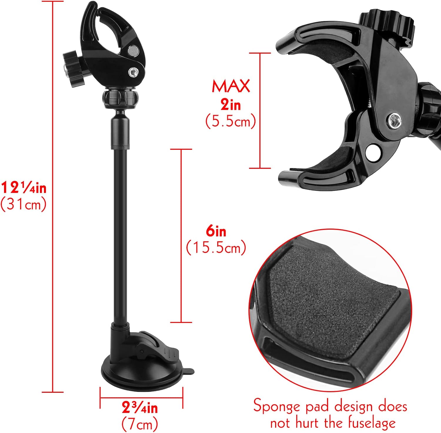 LUEXBOX Adjustable Hair Dryer Holder Stand, 360 Degree Rotation Blow Dryer Bracket with Positionable Arm and Suction Cup, Hands Free Hair Dryer Holder for Mirror and Ceramic Tile (Black 1Pack) - Image 2
