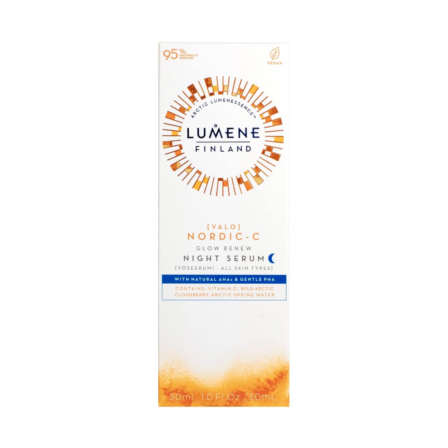 Lumene Nordic-C Skin Glow Renew Night Serum - Overnight Face Exfoliant + Hydrating Serum - Naturally Peeling AHA + Gentle PHA Combined with Face Brightening Vitamin C (1oz) - Image 2
