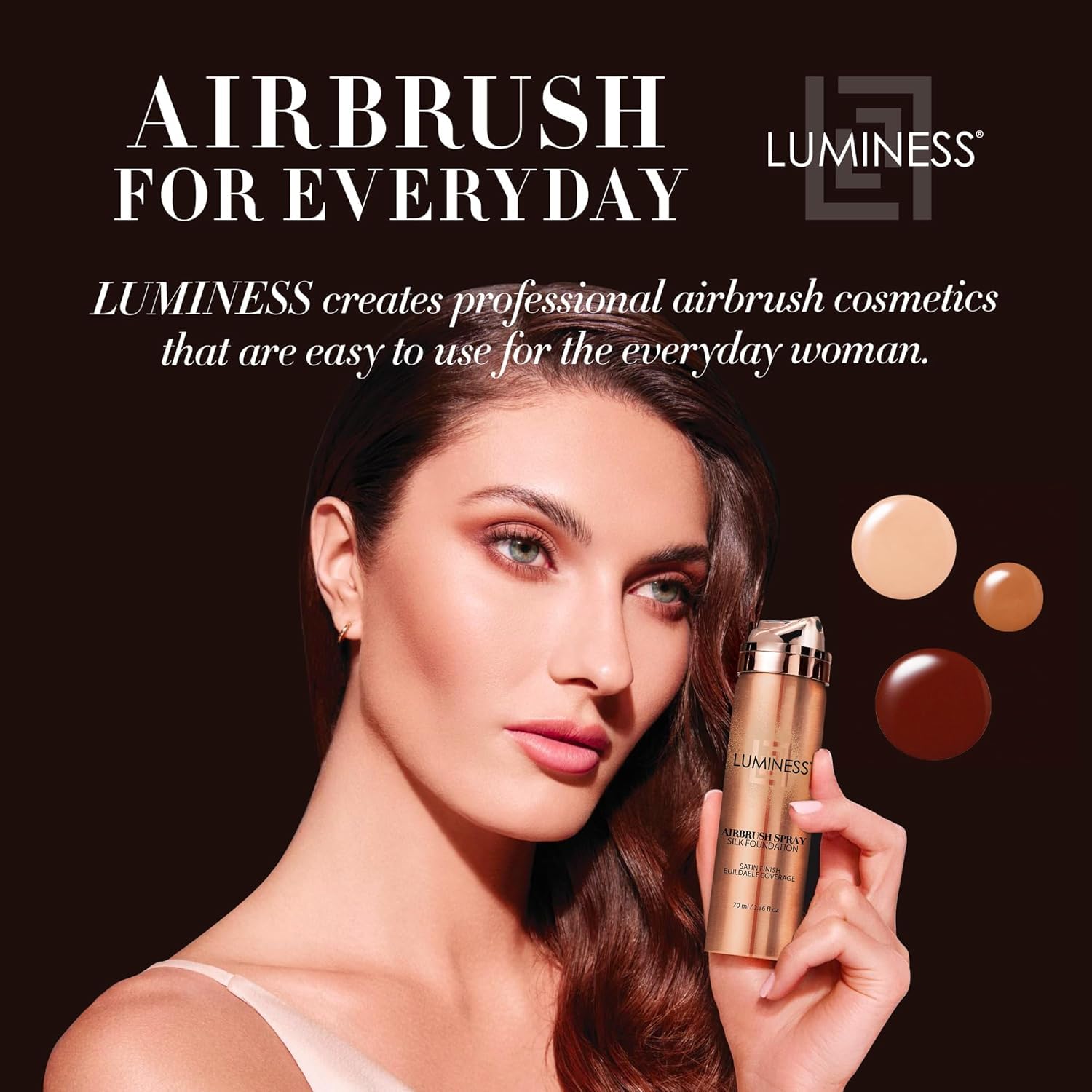 LUMINESS Airbrush Spray Silk Foundation Starter Kit - Rich - Foundation, Primer & Dual-Sided Angled Buffing Brush - Medium, Buildable Coverage, Anti-Aging Formula Hydrates & Moisturizes - Image 5