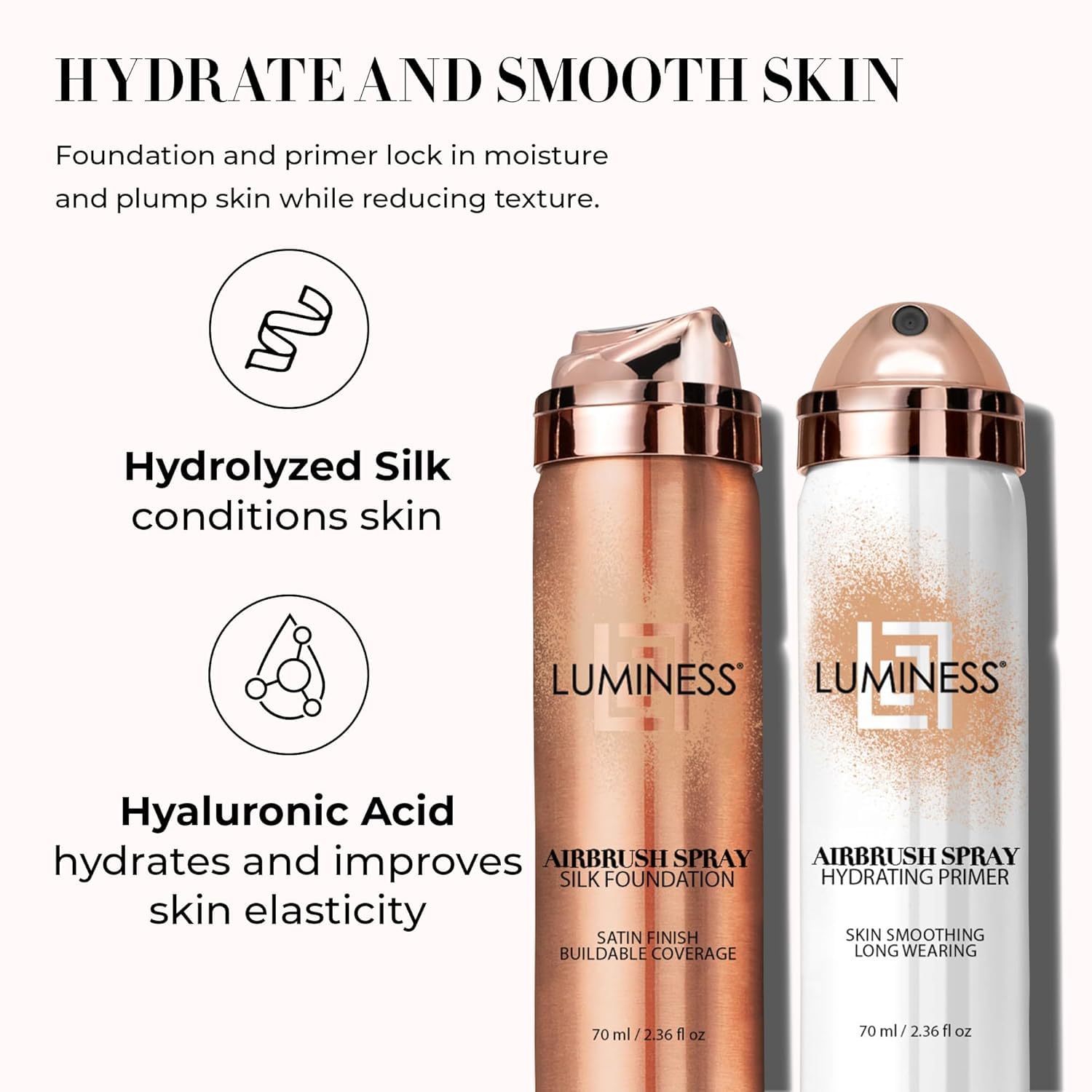 LUMINESS Airbrush Spray Silk Foundation Starter Kit - Rich - Foundation, Primer & Dual-Sided Angled Buffing Brush - Medium, Buildable Coverage, Anti-Aging Formula Hydrates & Moisturizes - Image 4