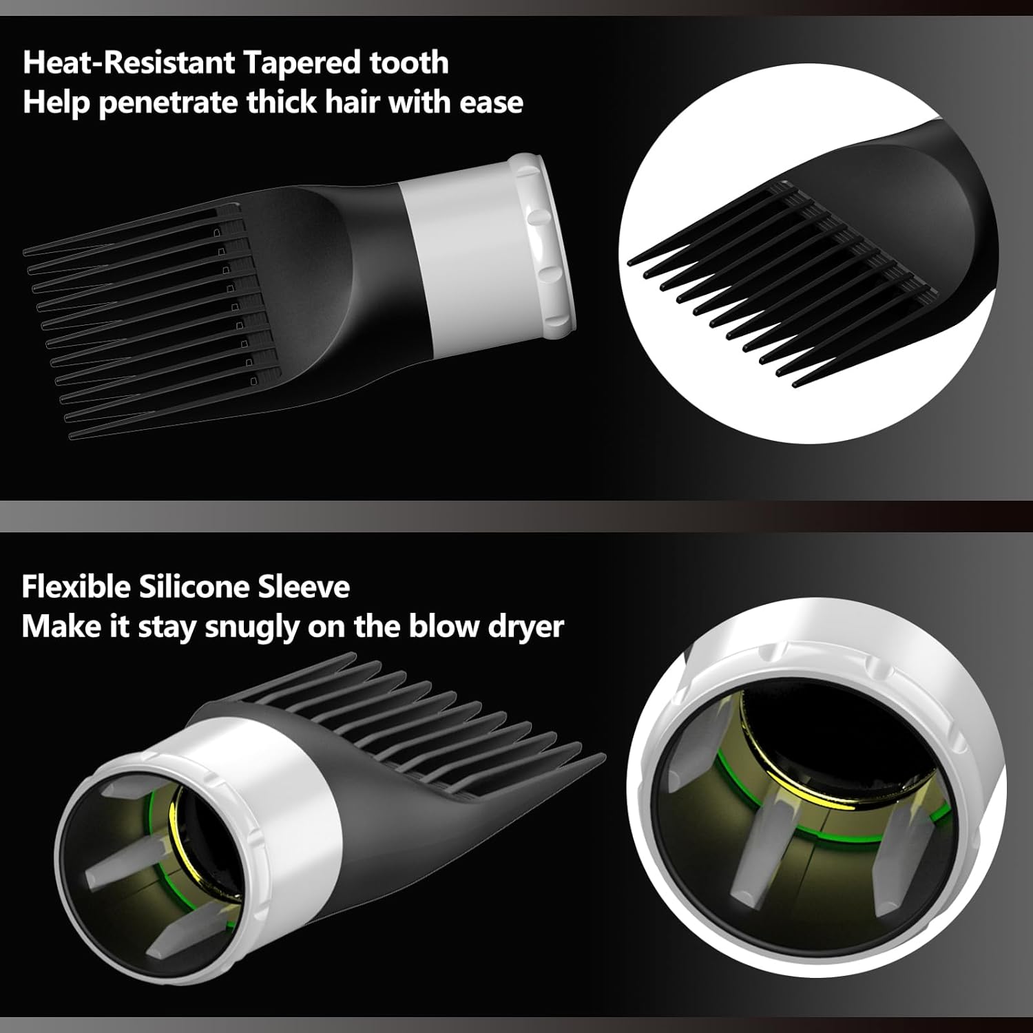 LURA Blow Dryer Comb Attachment,Blow Dryer Attachment for Hair Dryer Nozzles from 1.7 to 2.1,Hair Dryer Comb Attachment for Black Hair,Hair Straightening Pic Attachment - Image 7
