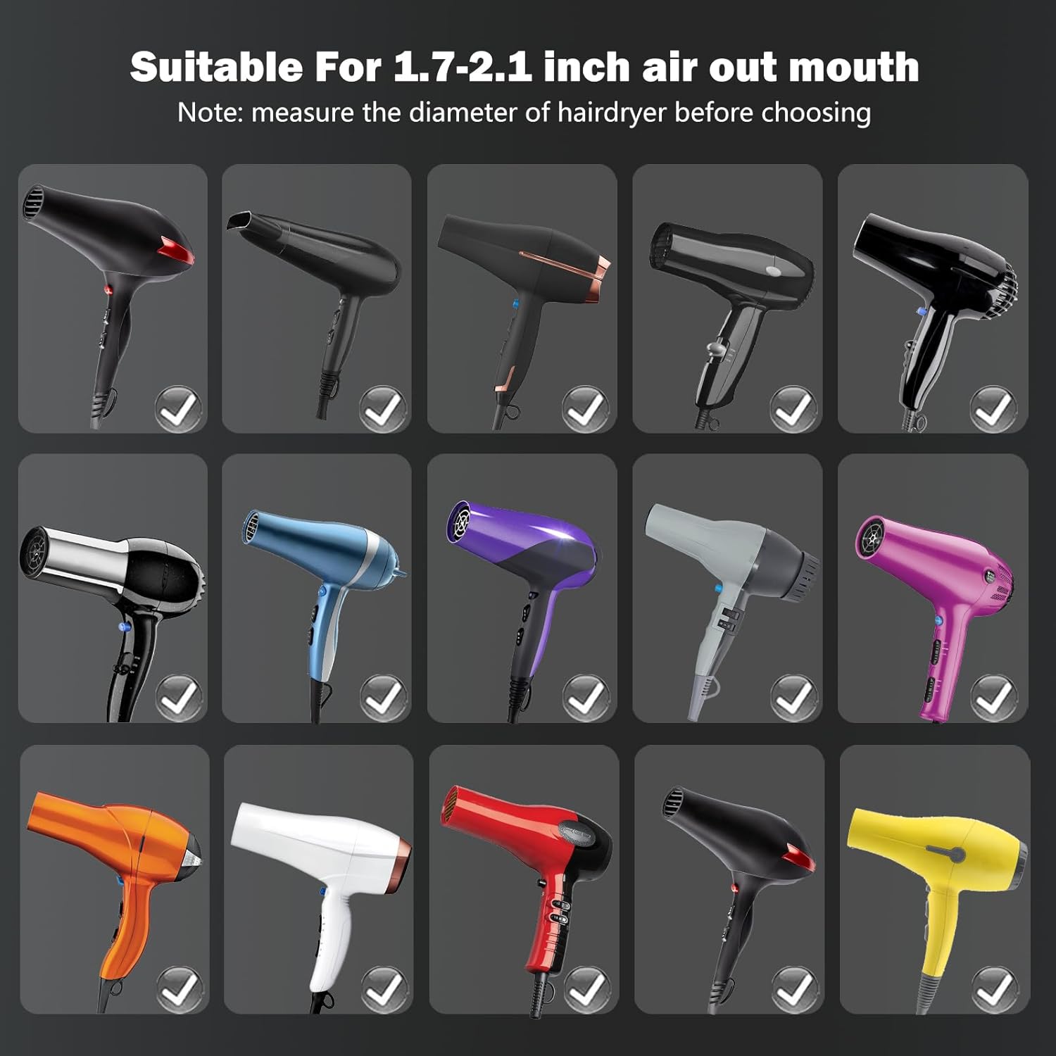 LURA Blow Dryer Comb Attachment,Blow Dryer Attachment for Hair Dryer Nozzles from 1.7 to 2.1,Hair Dryer Comb Attachment for Black Hair,Hair Straightening Pic Attachment - Image 2