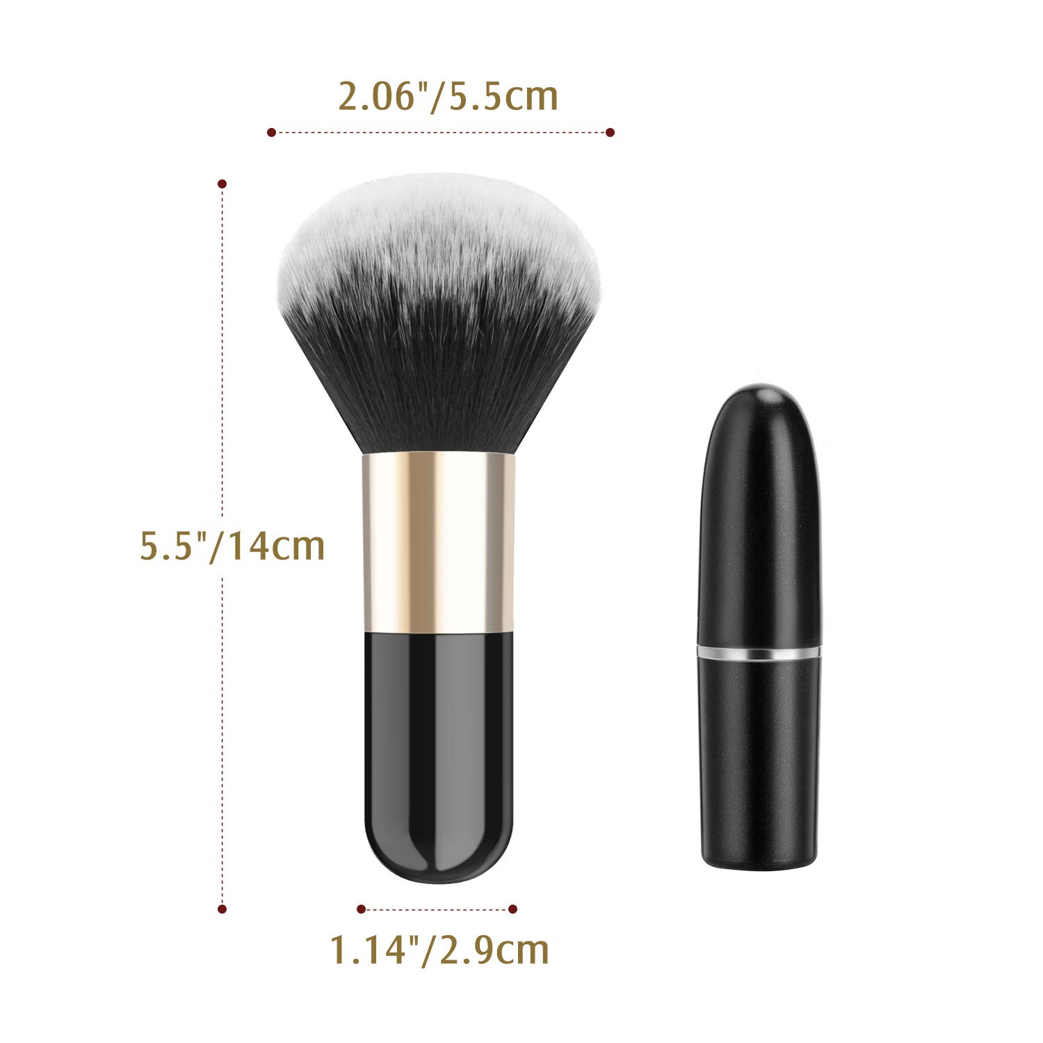 Luxspire Powder Makeup Brush, Flat Kabuki Brush, Single Large Makeup Brush Soft Face Mineral Powder Foundation Brush Blush Brush for Blending Makeup, Black & Gold - Image 6