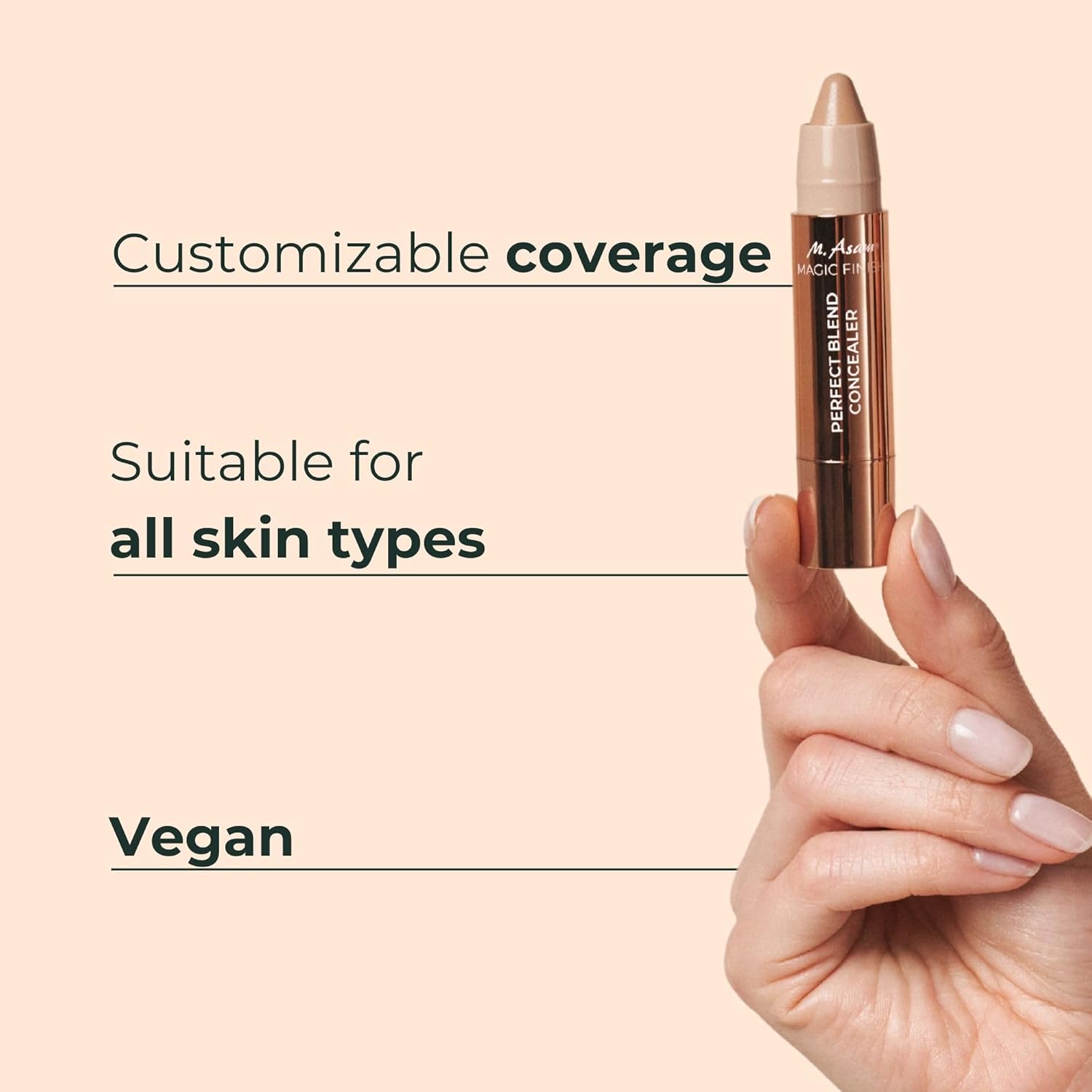 M. Asam MAGIC FINISH Perfect Blend Concealer Nude (0.1 Oz) - concealer perfects & conceals blemishes & imperfections, make-up with adjustable coverage & instant blur effect, vegan - Image 3