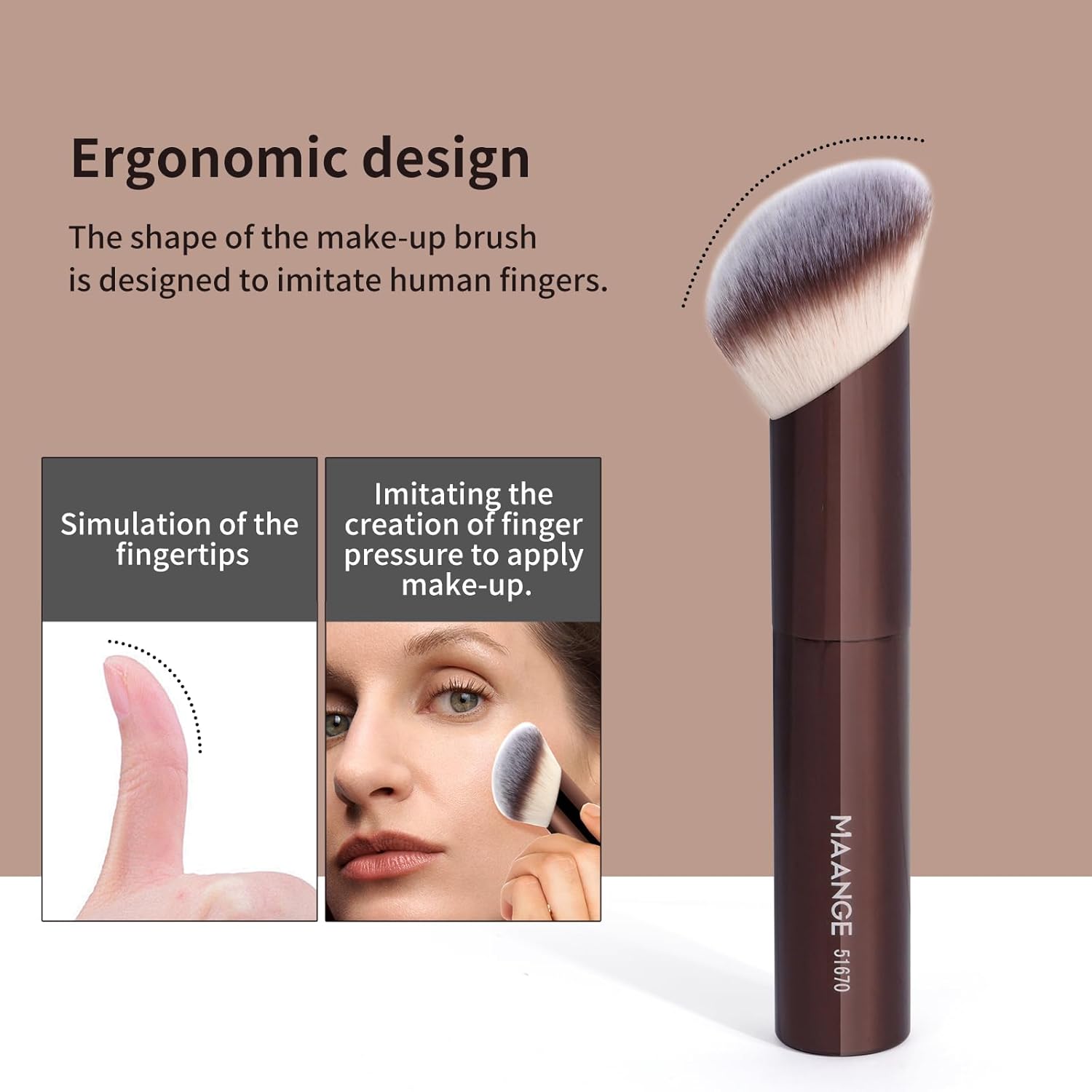 MAANGE 20 PCS Foundation Makeup Brush Set, Double-ended Kabuki Contour Brush for Liquid Powder Concealer Blending Blush Face Makeup Tools (Coffee) - Image 4