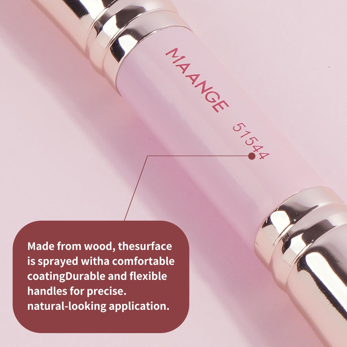 MAANGE Foundation Makeup Brushes, 2Pcs Premium Double-Ended Makeup Brush (Flat/Angled/Angled Round/Tapered Top) for Buffing Liquid, Cream, Powder, Blending Contour Face Brush(Pink/Gold) - Image 8