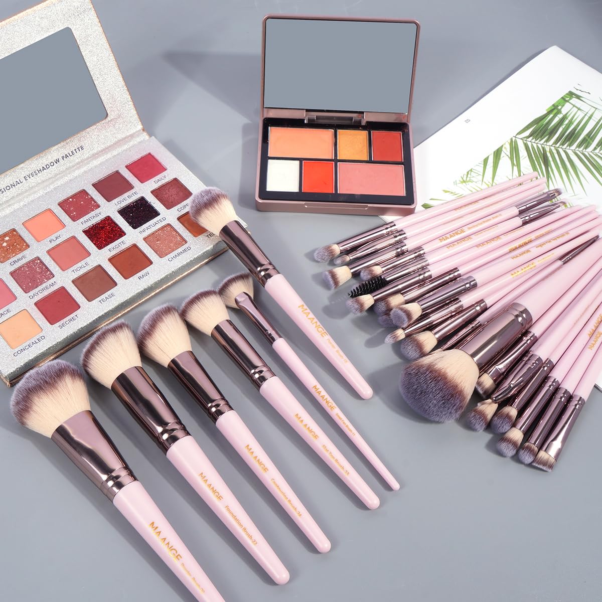 MAANGE Makeup Brush Set, 51 Pcs Makeup Tool Set Premium Synthetic Foundation Powder Concealers Eye shadows Blush Makeup Brushes (Pink) - Image 5